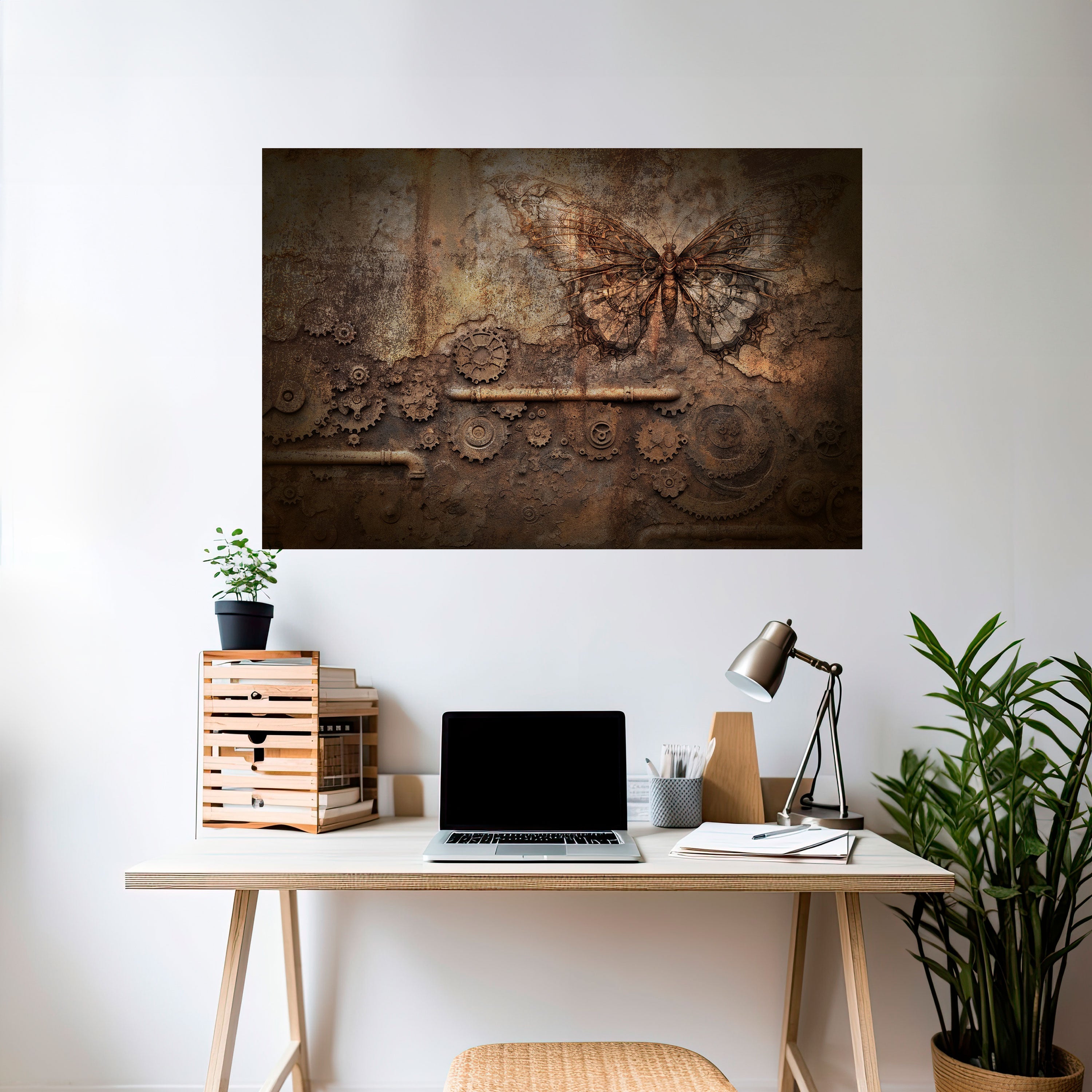 MECHANICAL BUTTERFLY Peel and Stick Horizontal Poster