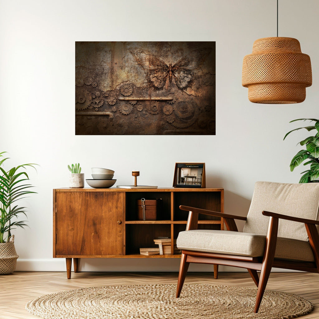 MECHANICAL BUTTERFLY Peel and Stick Horizontal Poster