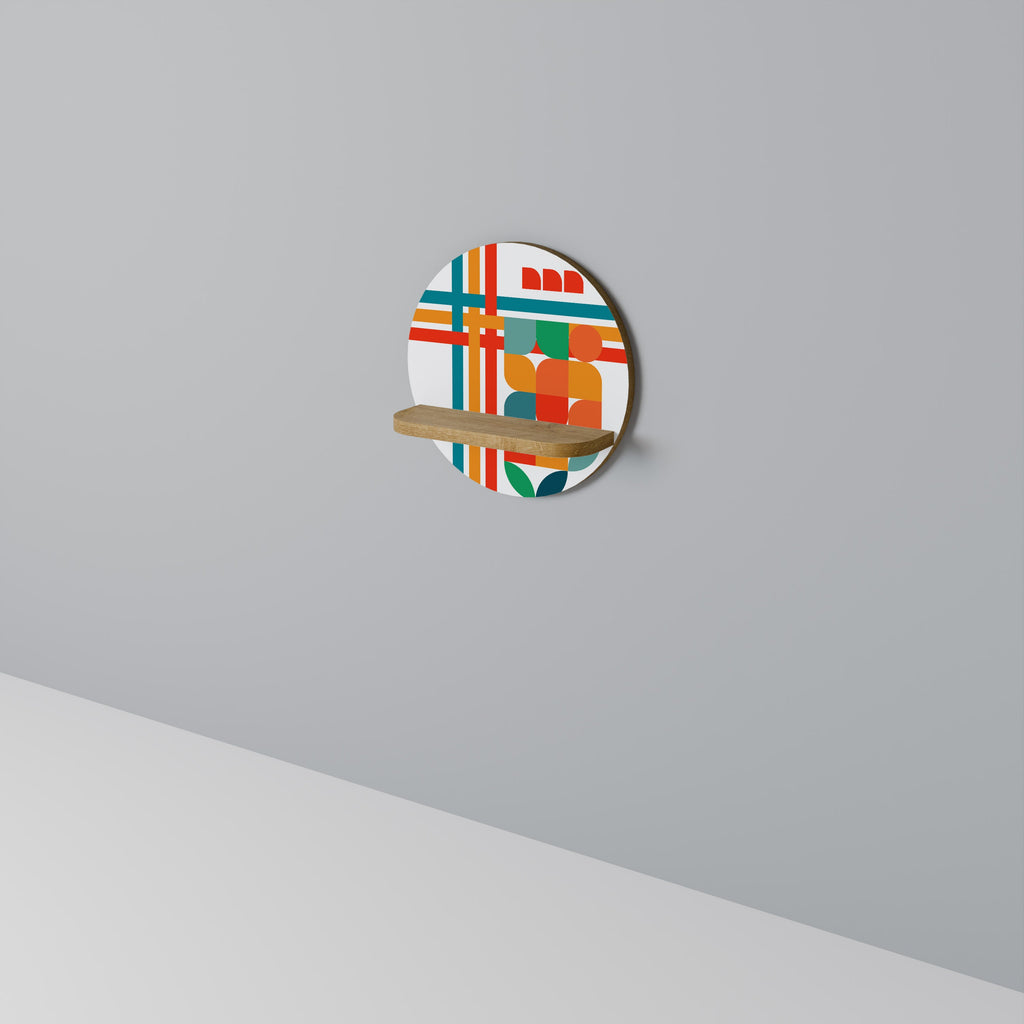 RADIANT RHAPSODY Prateleira Redonda Decorativa em Efeito Carvalho