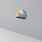 LUMINOUS PARADE Round Art Shelf In Black Finish