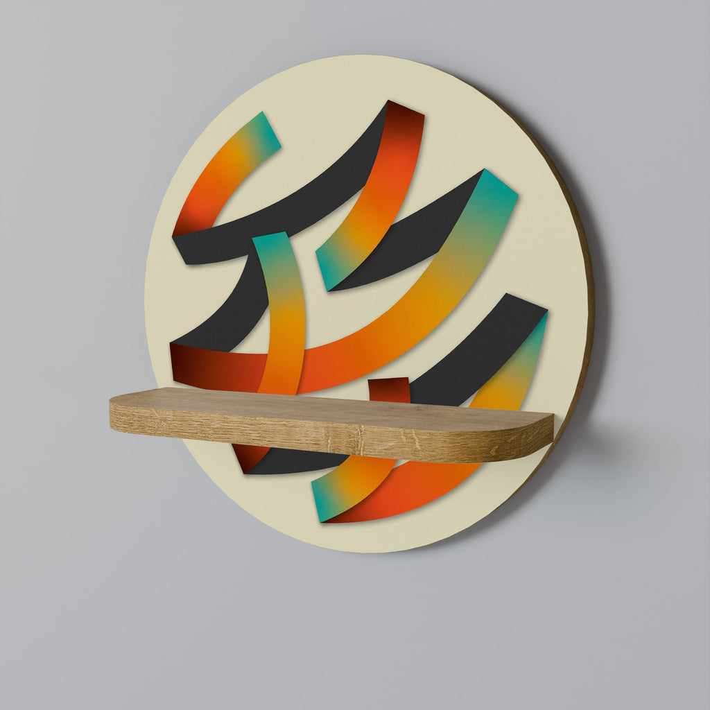 RIBBON REVERIE Prateleira Redonda Decorativa em Efeito Carvalho