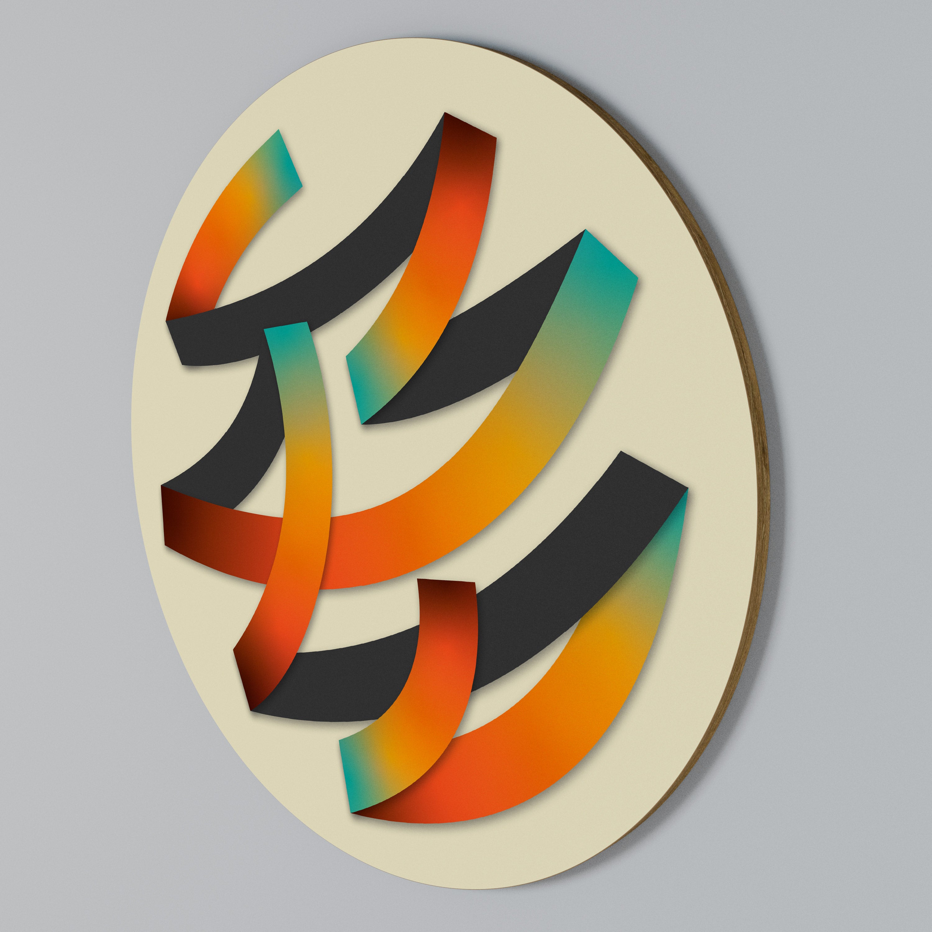 RIBBON REVERIE Arte de Parede Redonda