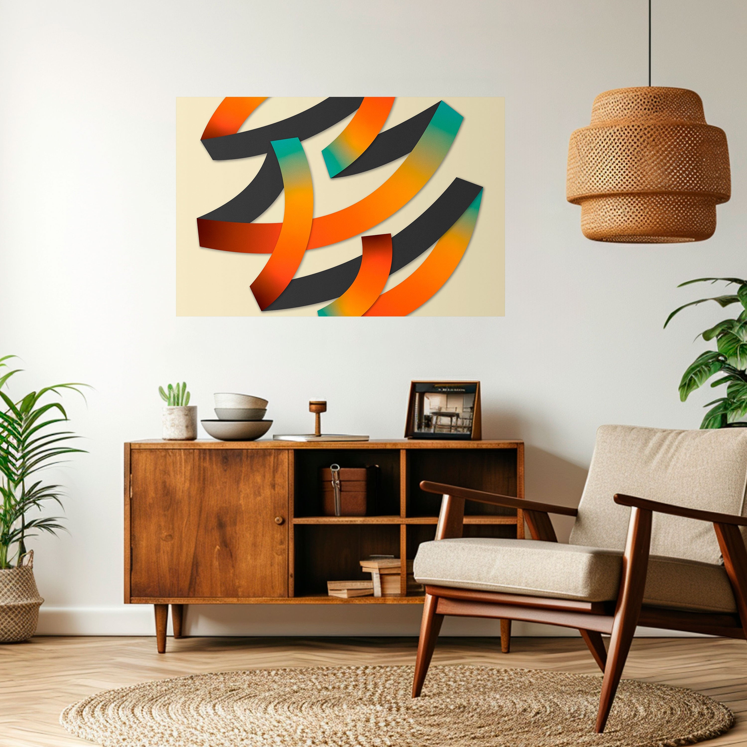 RIBBON REVERIE Peel and Stick Horizontal Poster