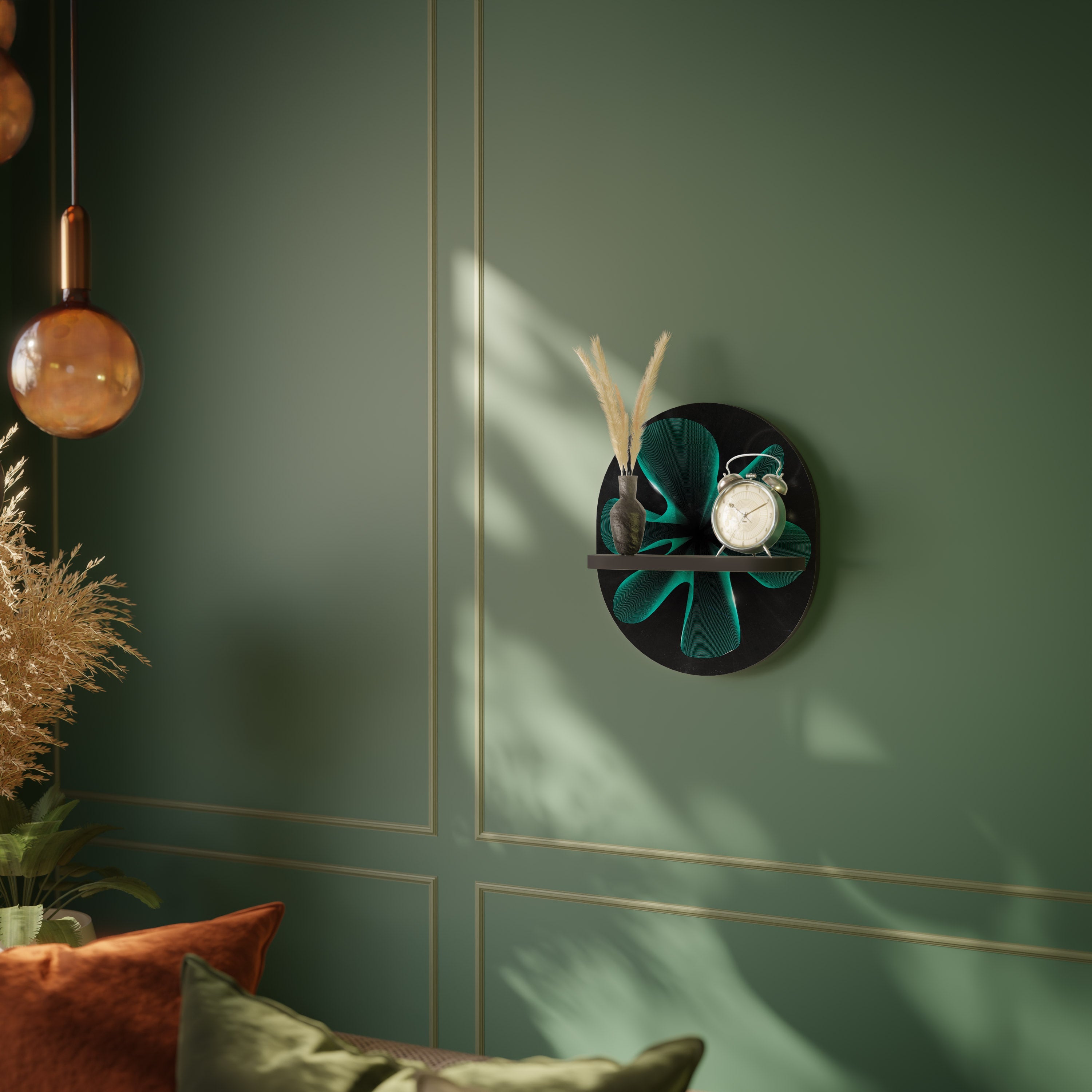 ELECTRIC ILLUSION Prateleira Oval Decorativa em Acabamento Preto