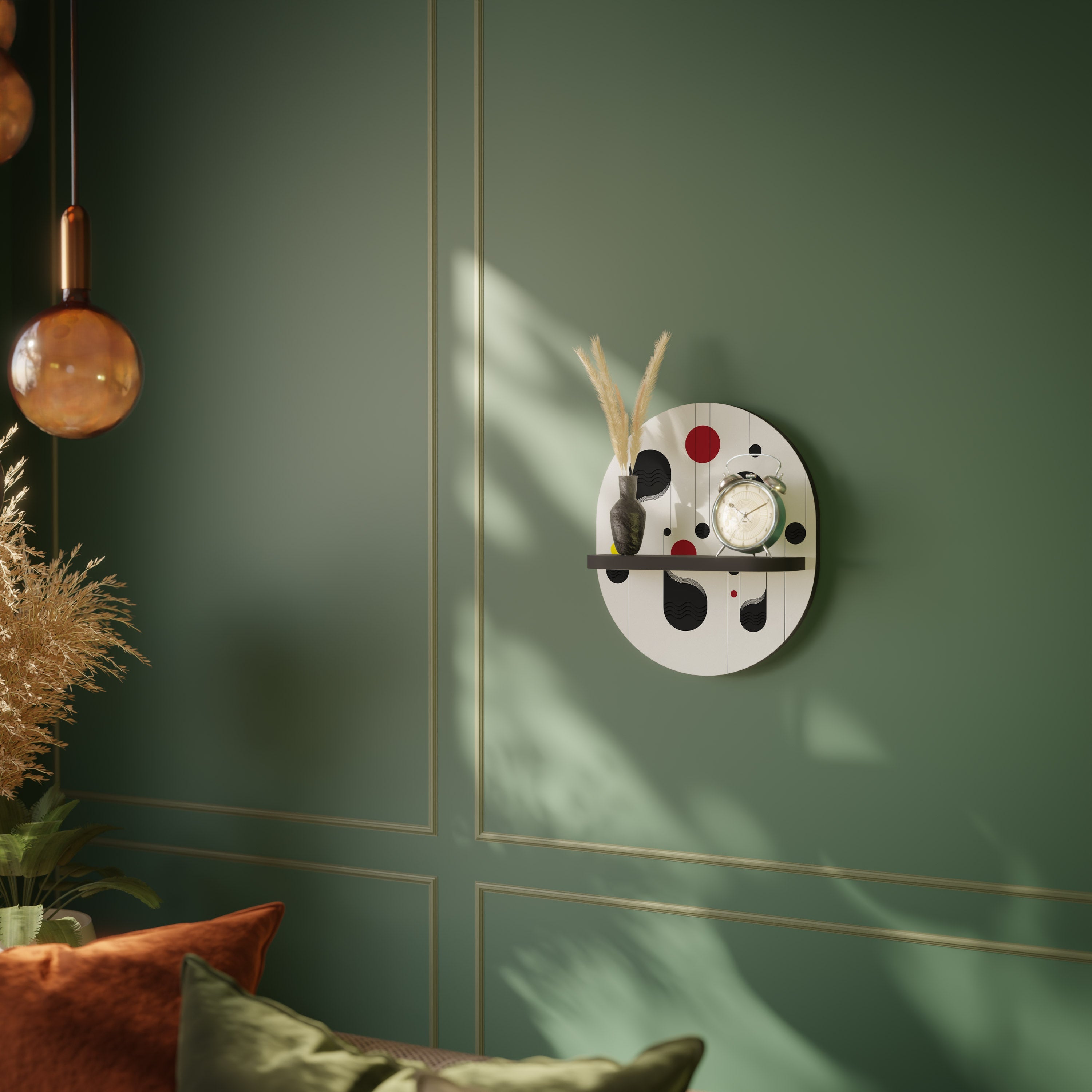 DOT-TO-DOT LULLABY Prateleira Oval Decorativa em Acabamento Preto