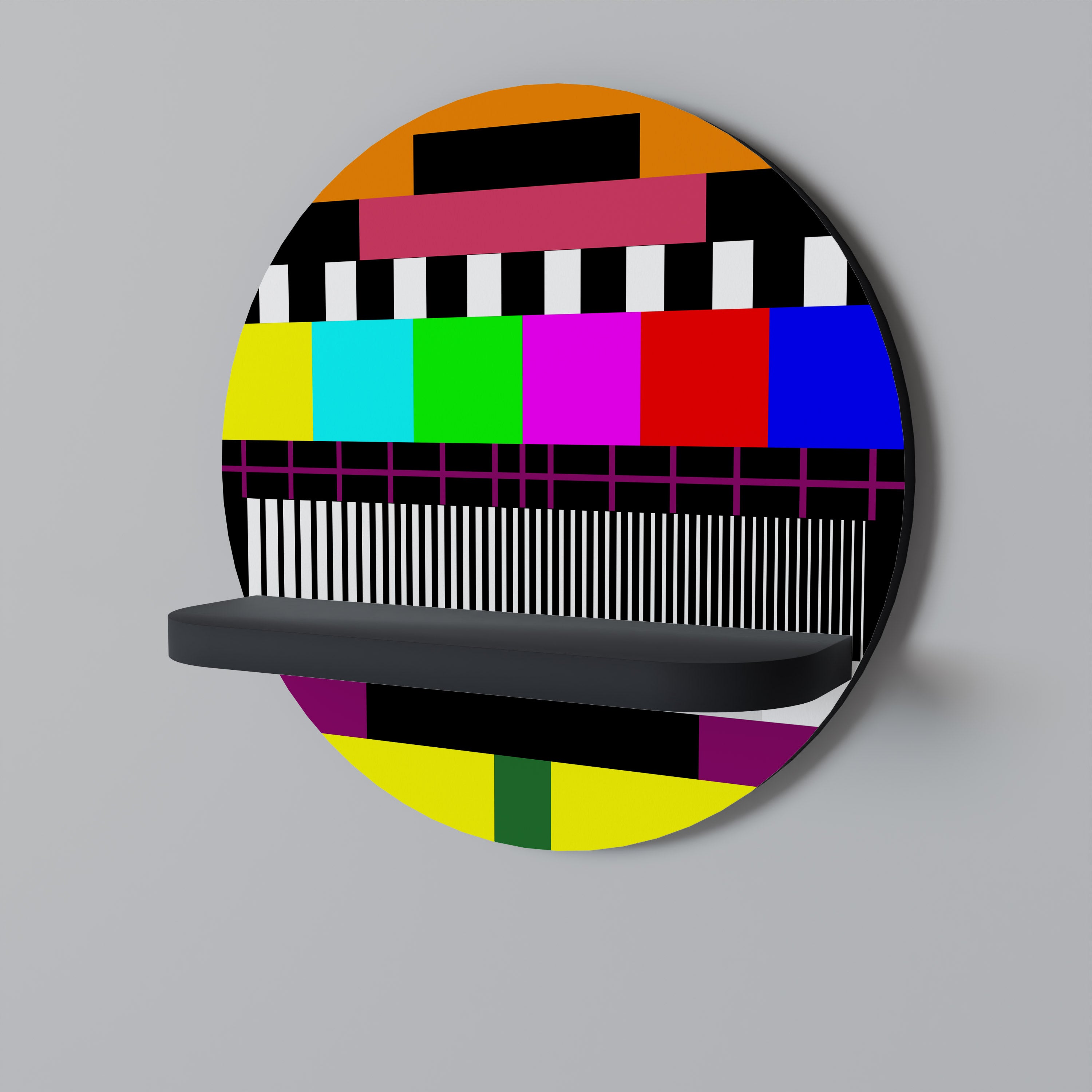 PHILIPS PATTERN Round Art Shelf In Black Finish