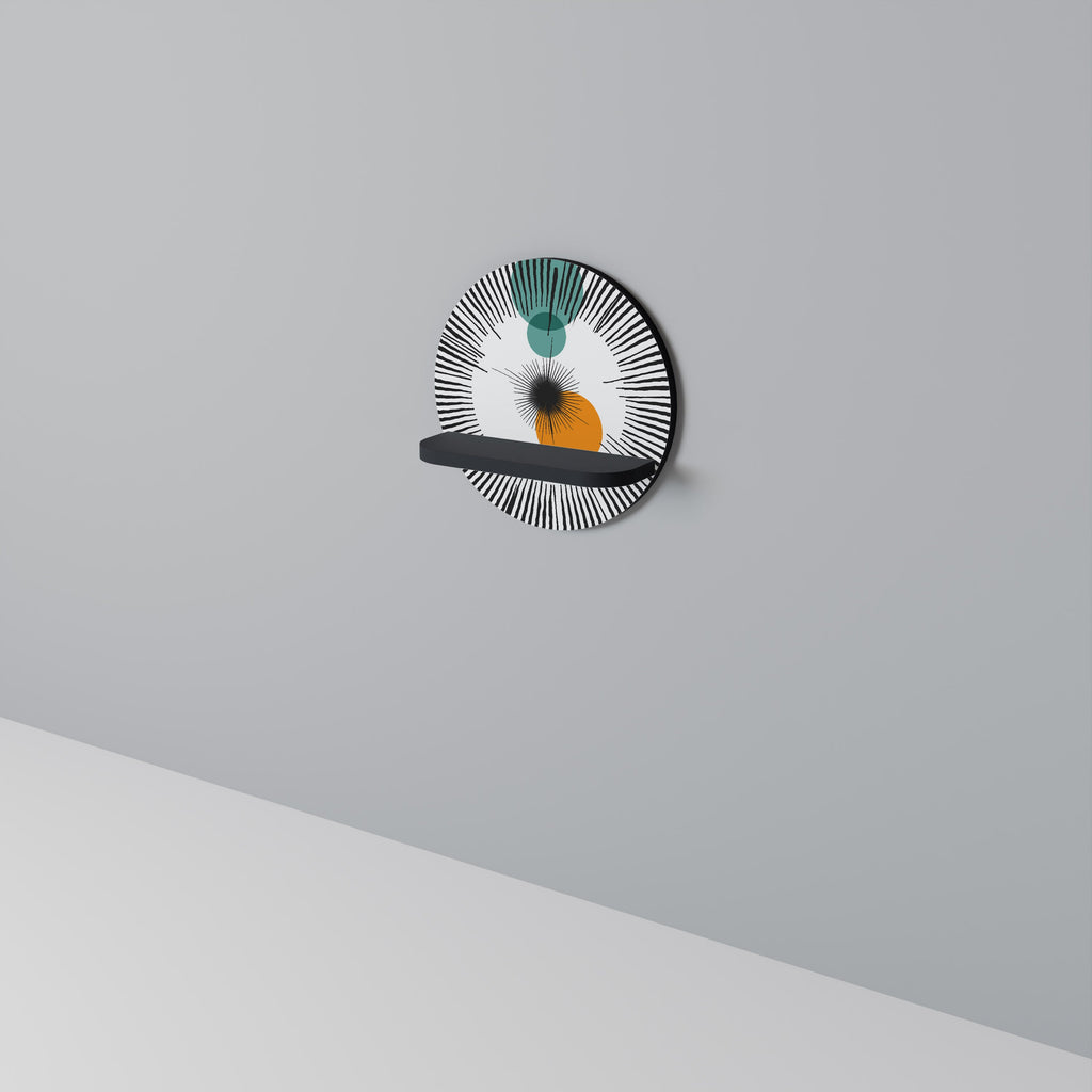 CHROMALINE CREATION Round Art Shelf In Black Finish