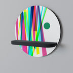 WHIMSY NEON Round Art Shelf In Black Finish