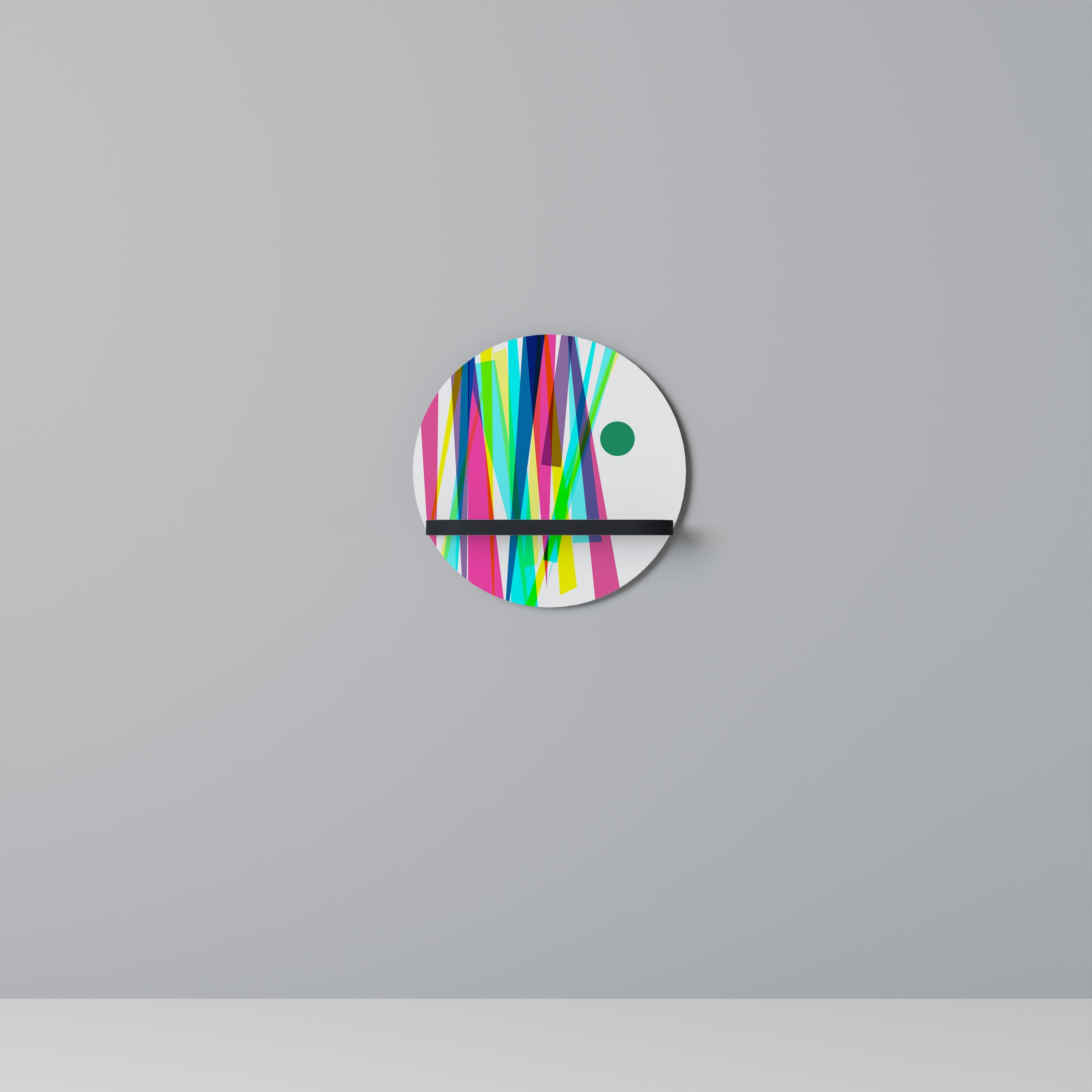 WHIMSY NEON Round Art Shelf In Black Finish