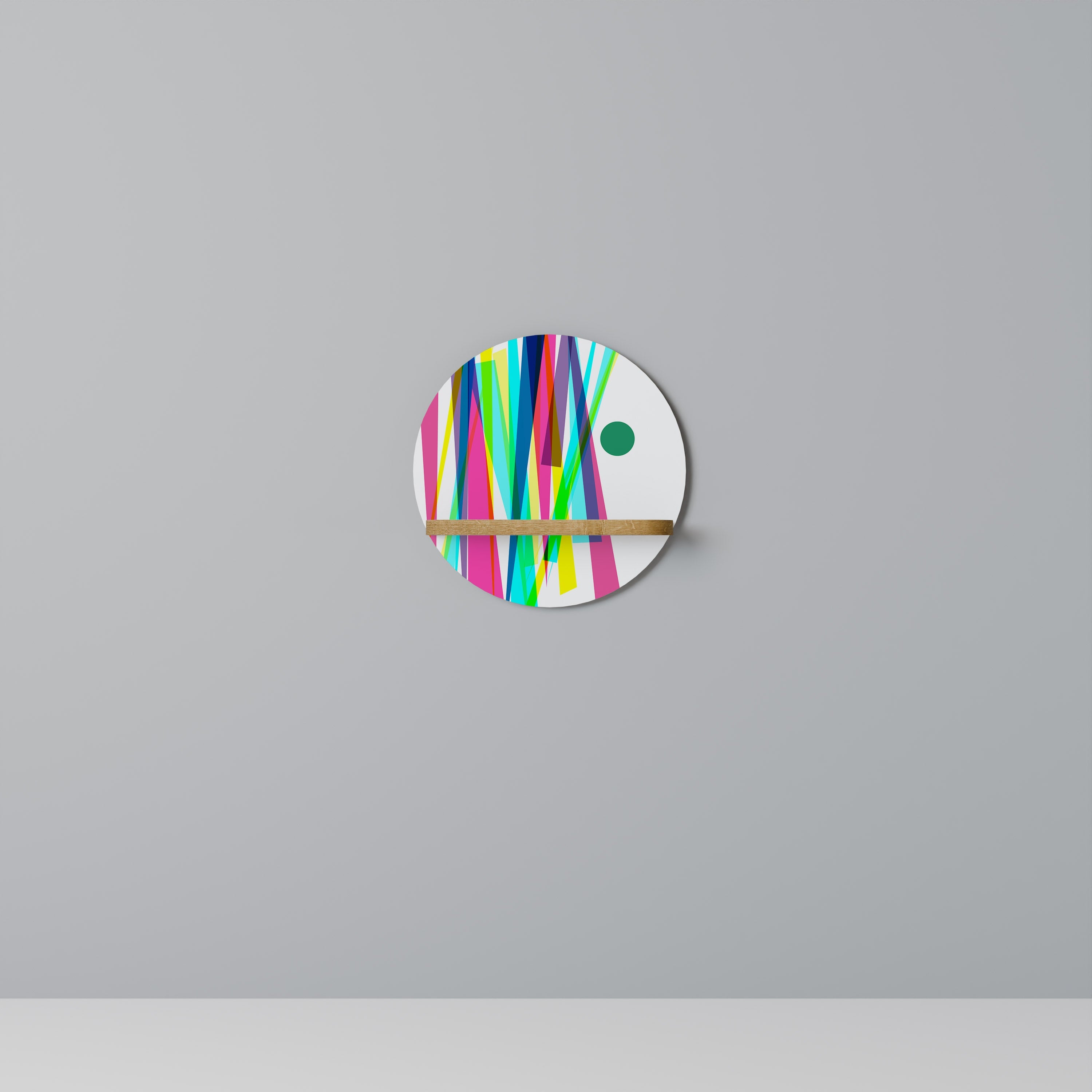 WHIMSY NEON Prateleira Redonda Decorativa em Efeito Carvalho