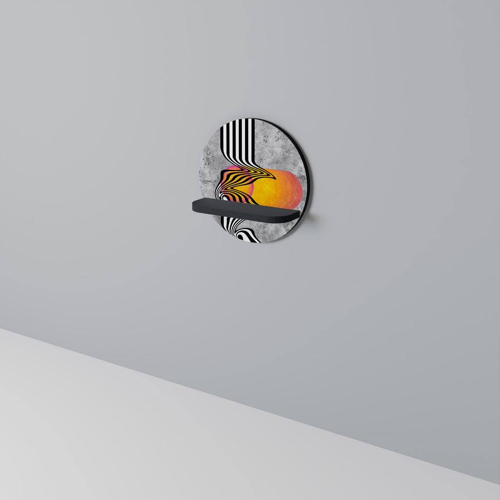 WHIMSICAL WAVES Prateleira Redonda Decorativa em Acabamento Preto