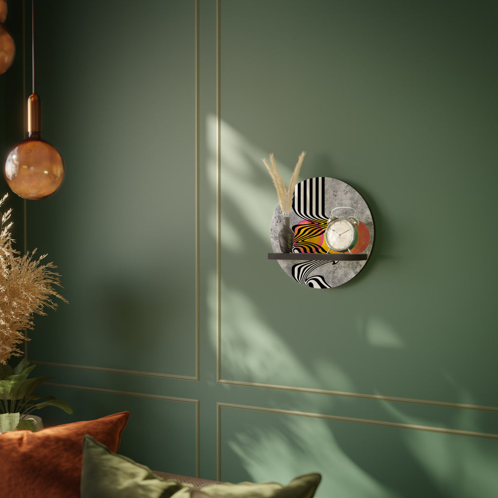 WHIMSICAL WAVES Prateleira Redonda Decorativa em Acabamento Preto