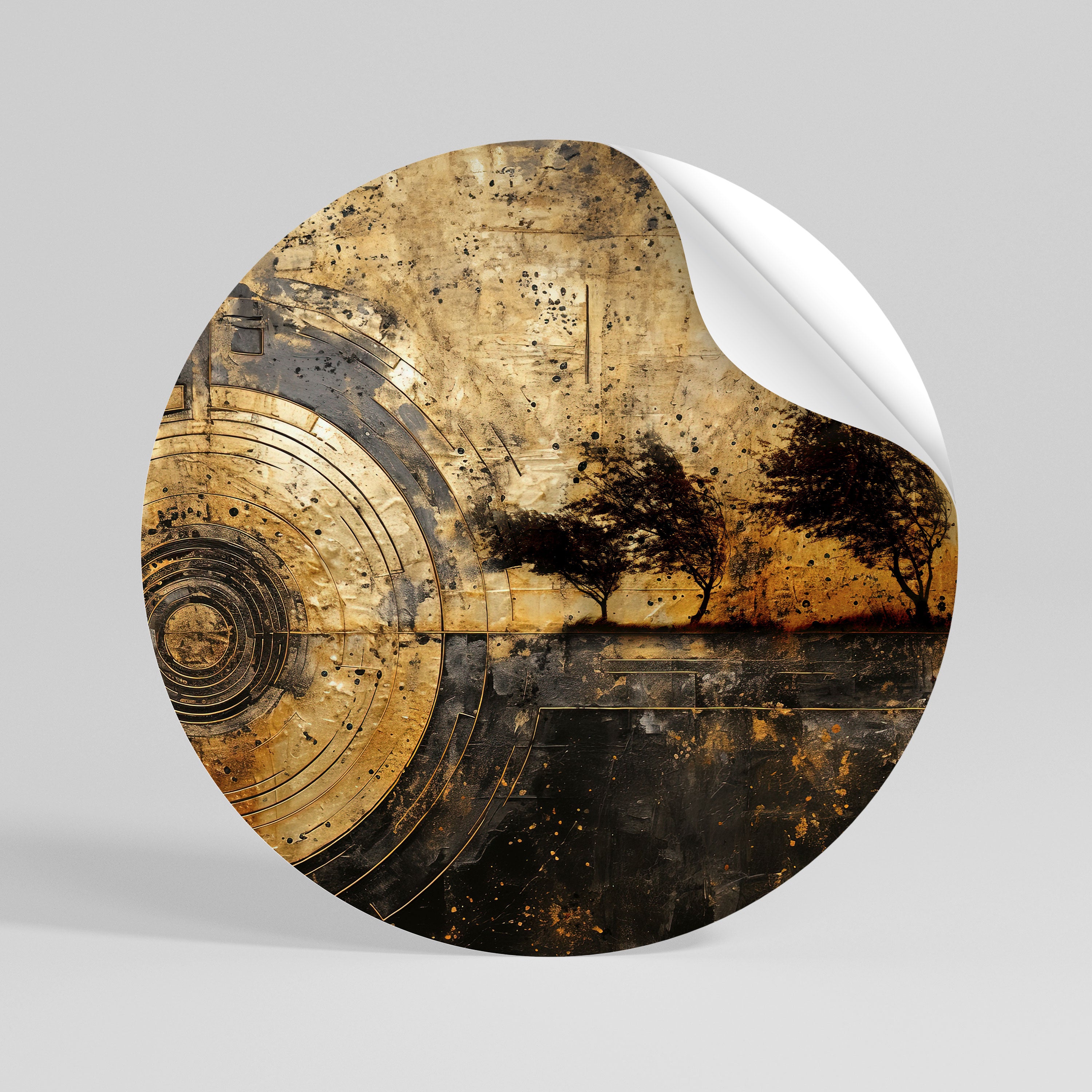 COPPERY EARTHQUAKE Peel and Stick Round Sticker