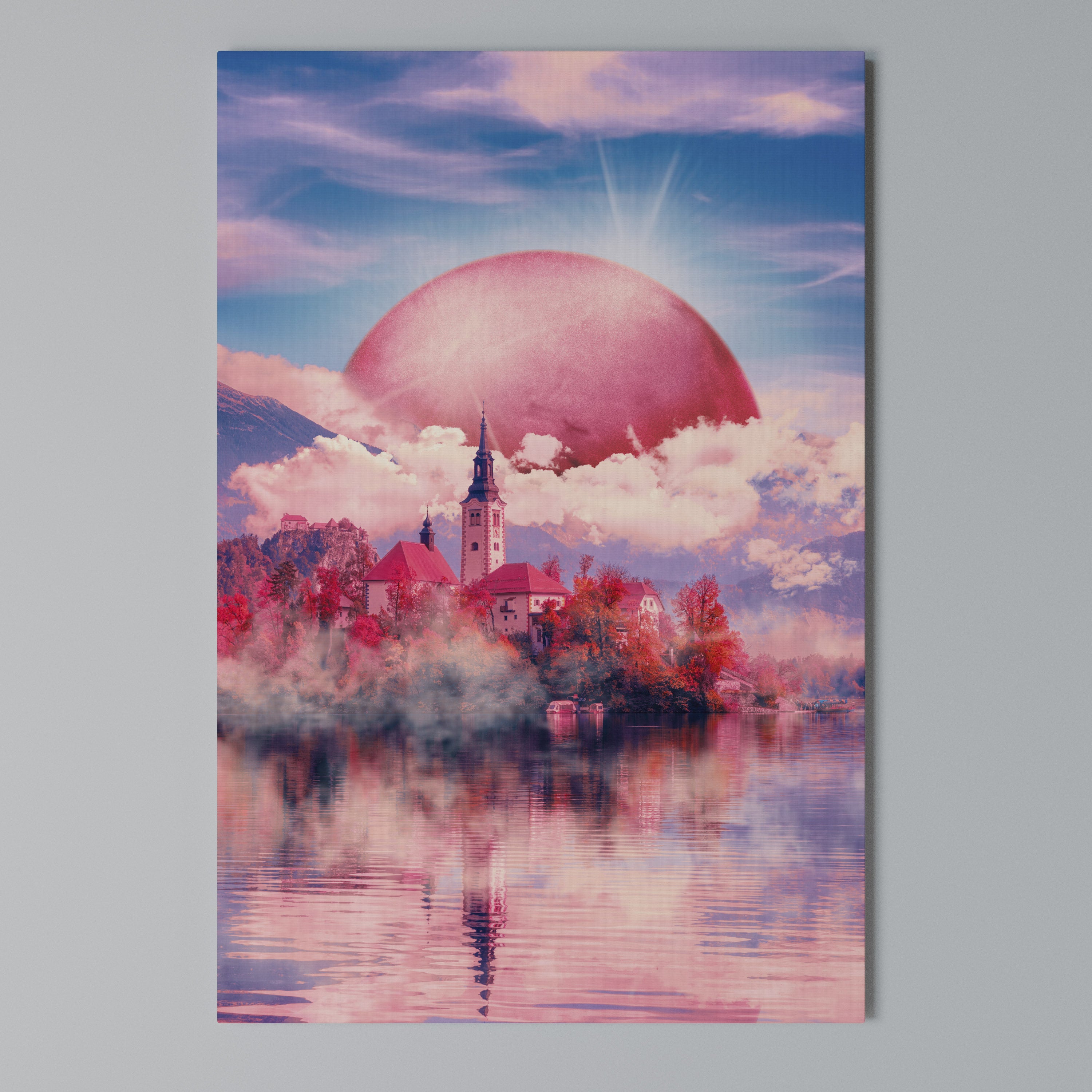 MARS OVER THE BLED LAKE Quadro em tela vertical