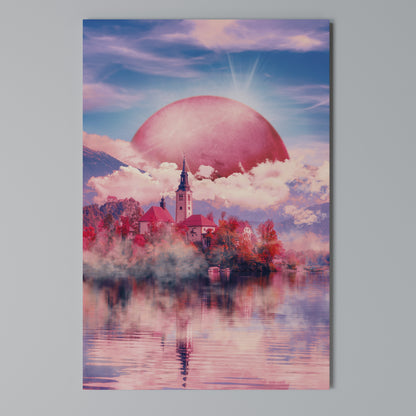 MARS OVER THE BLED LAKE Vertical Canvas Print