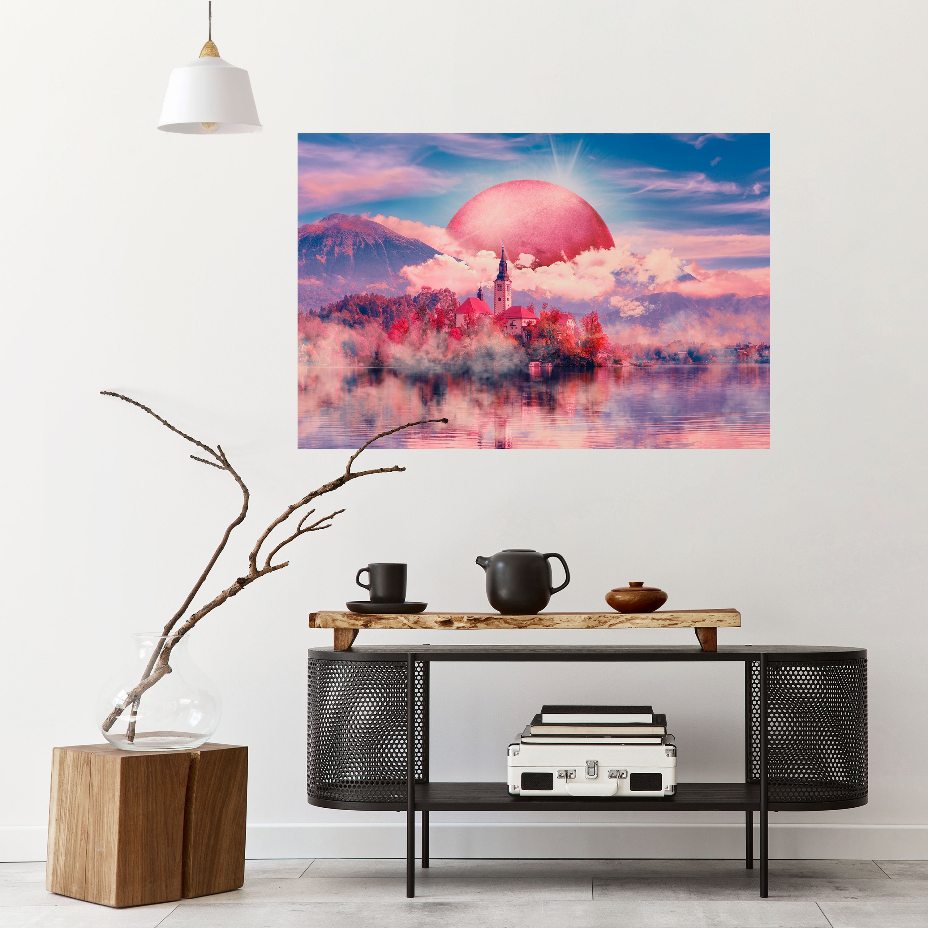 MARS OVER THE BLED LAKE Peel and Stick Horizontal Poster