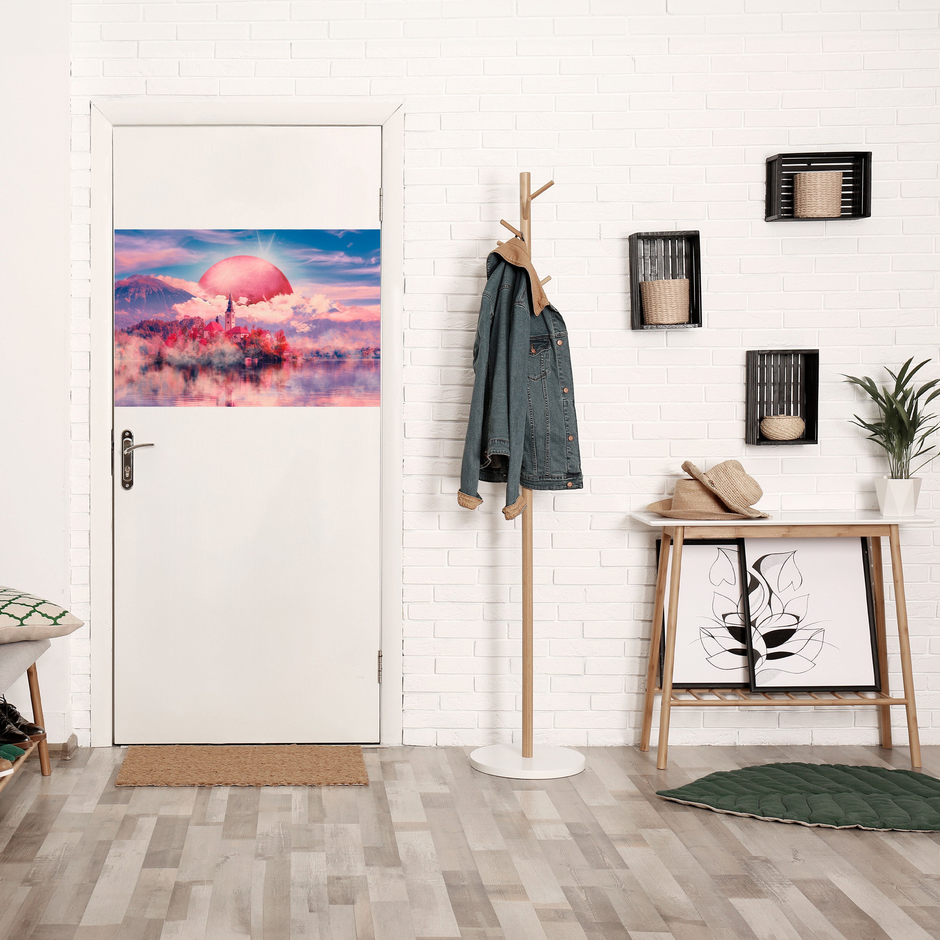 MARS OVER THE BLED LAKE Peel and Stick Horizontal Poster