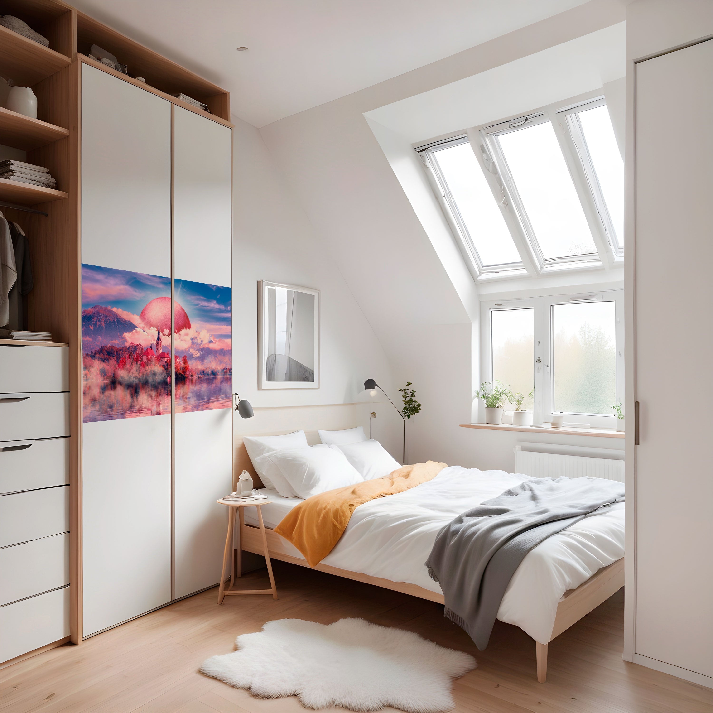 MARS OVER THE BLED LAKE Peel and Stick Horizontal Poster