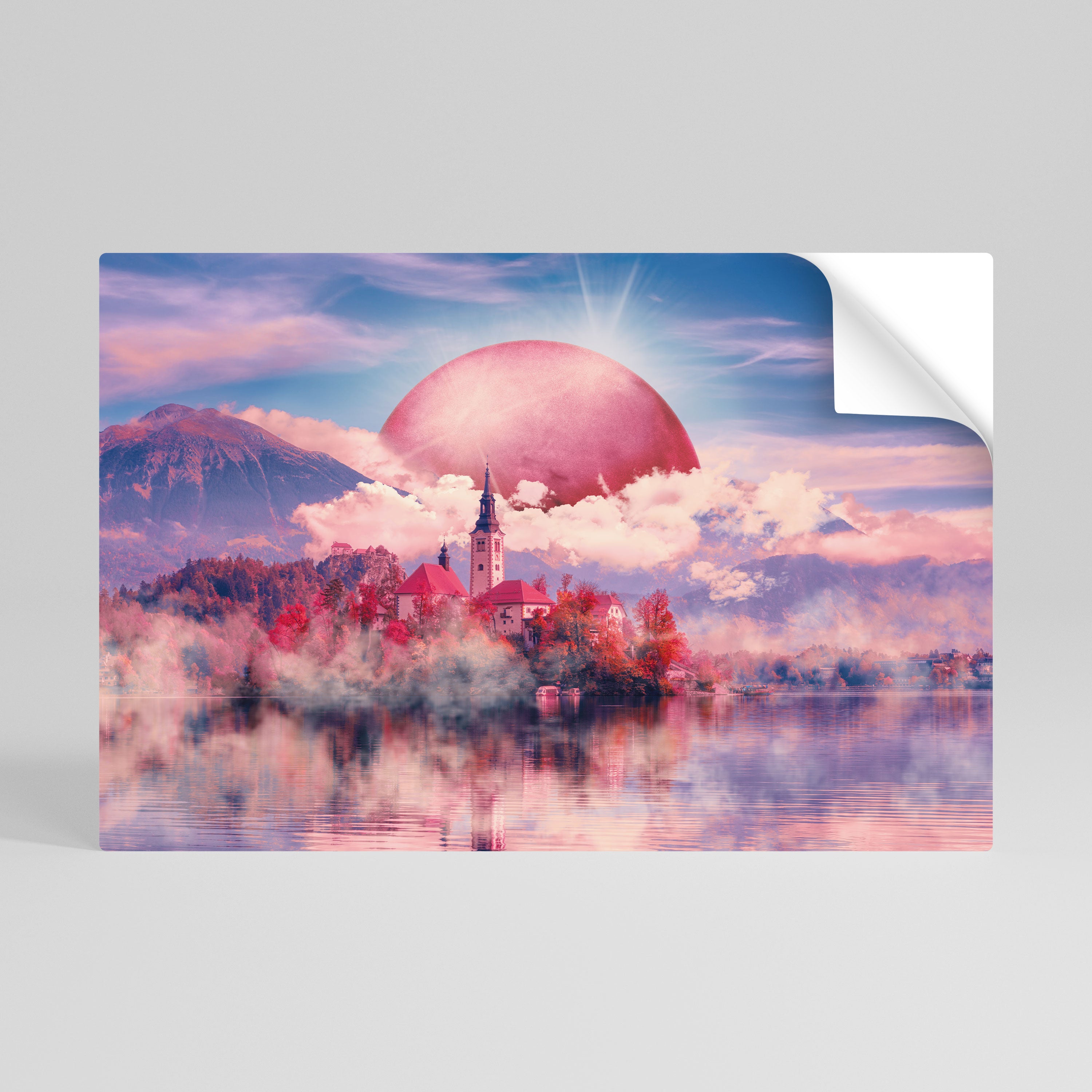 MARS OVER THE BLED LAKE Póster Autocolante Horizontal