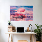 MARS OVER THE BLED LAKE Peel and Stick Horizontal Poster