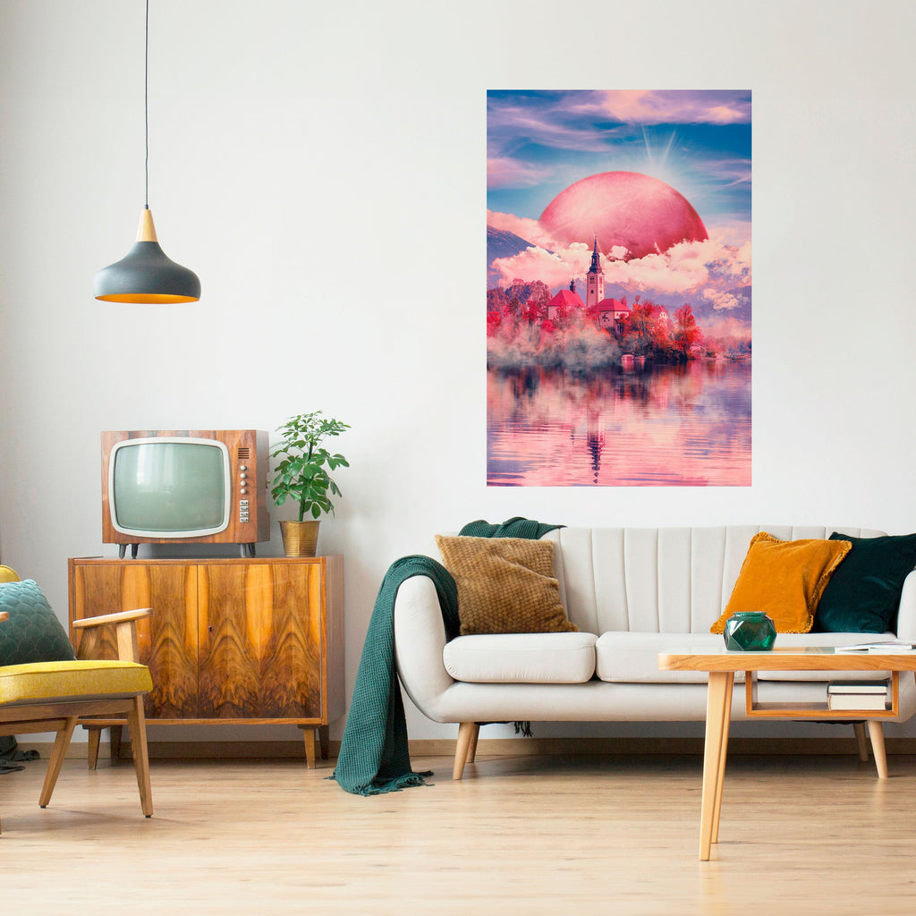 MARS OVER THE BLED LAKE Poster Vertical Autocolante