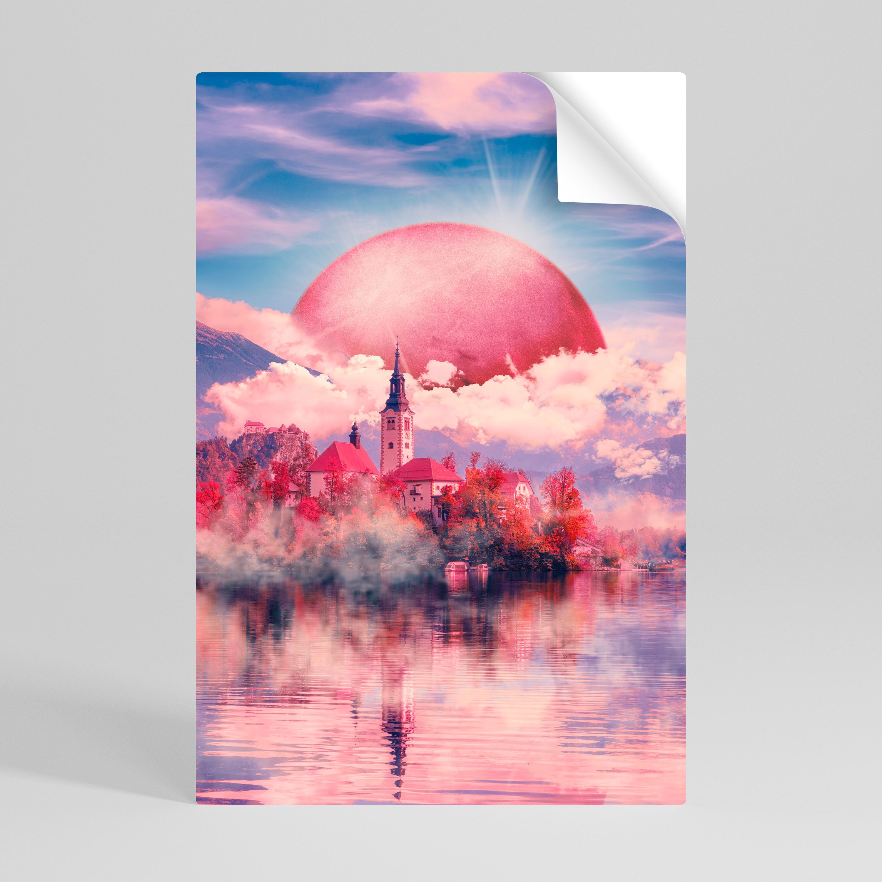 MARS OVER THE BLED LAKE Poster Vertical Autocolante