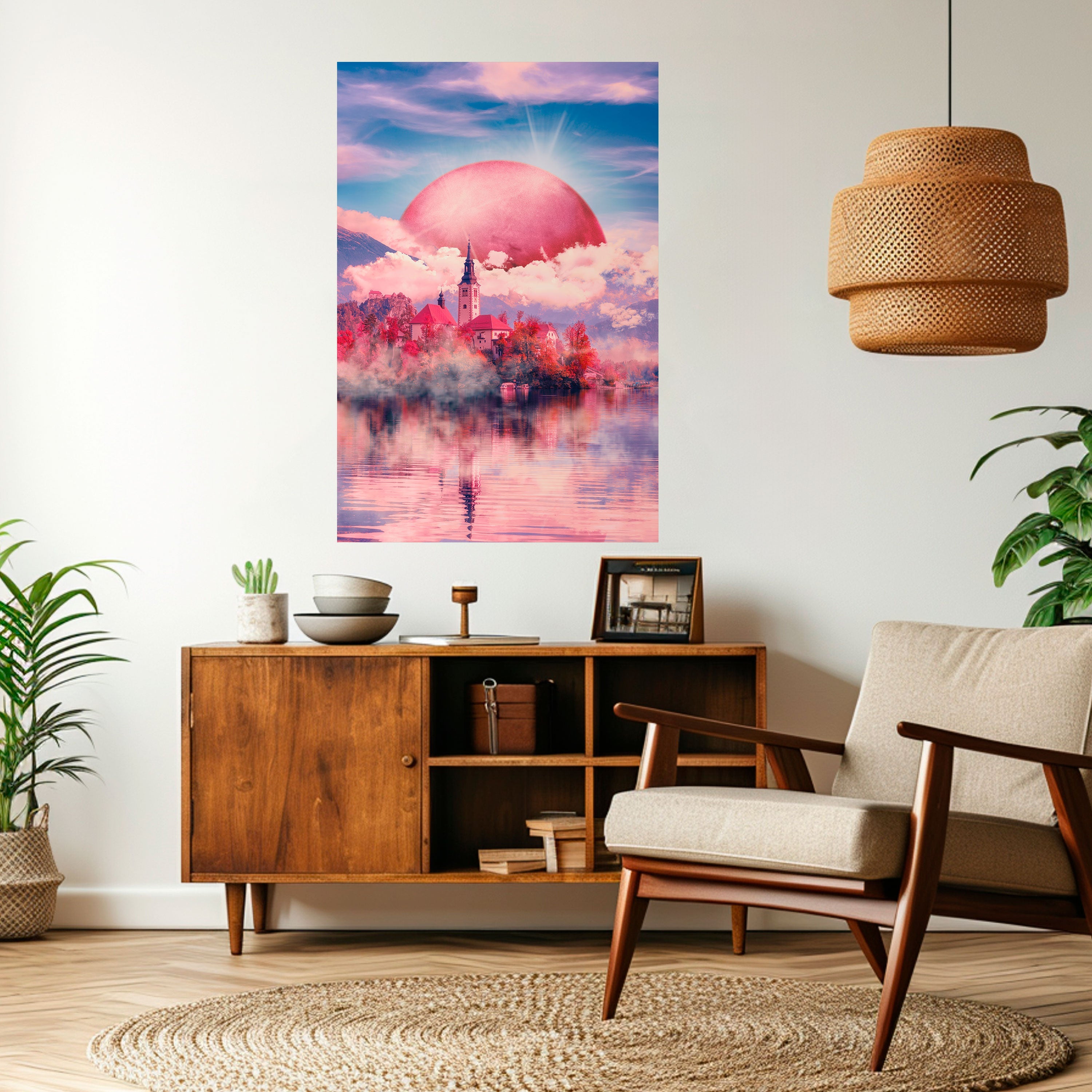 MARS OVER THE BLED LAKE Poster Vertical Autocolante