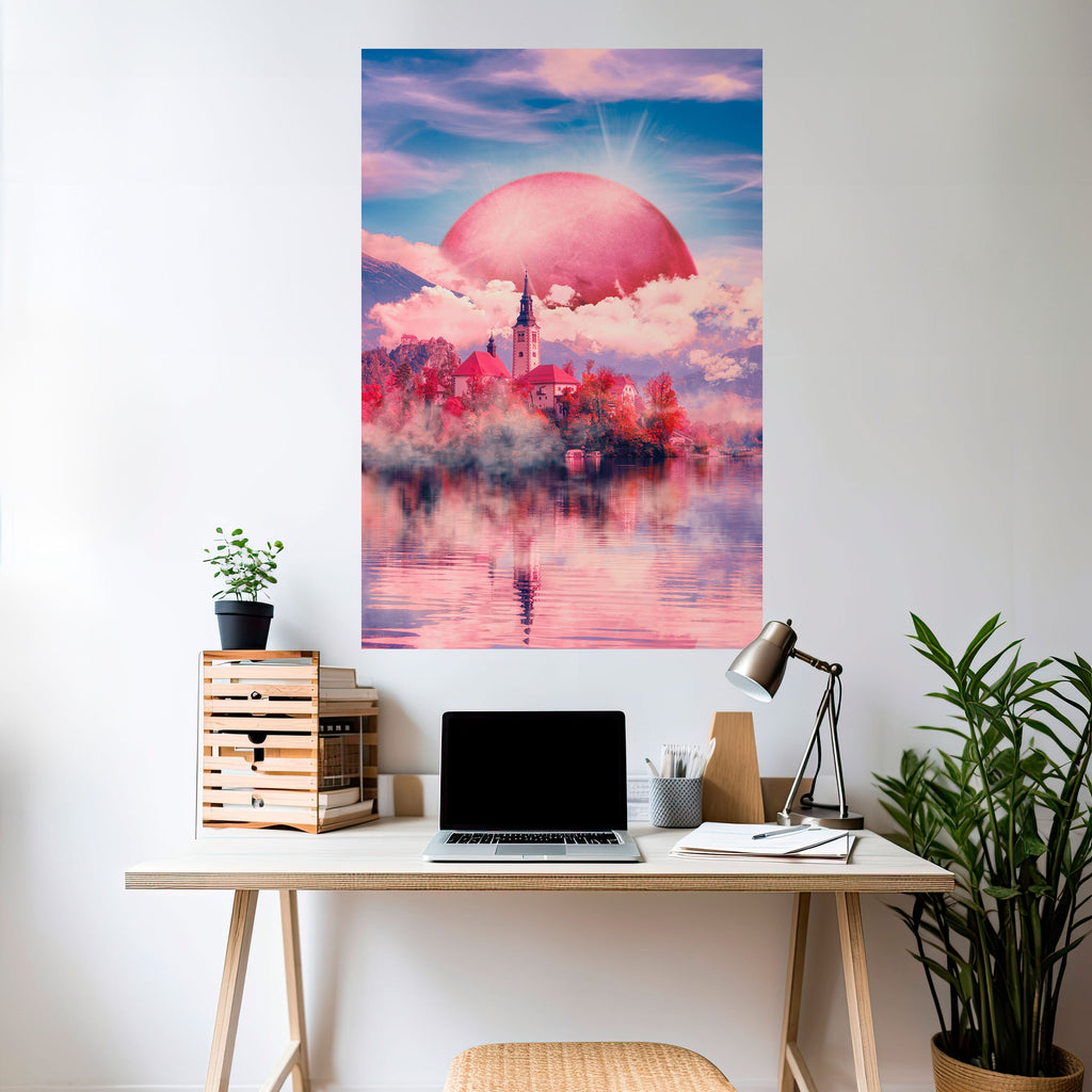 MARS OVER THE BLED LAKE Poster Vertical Autocolante