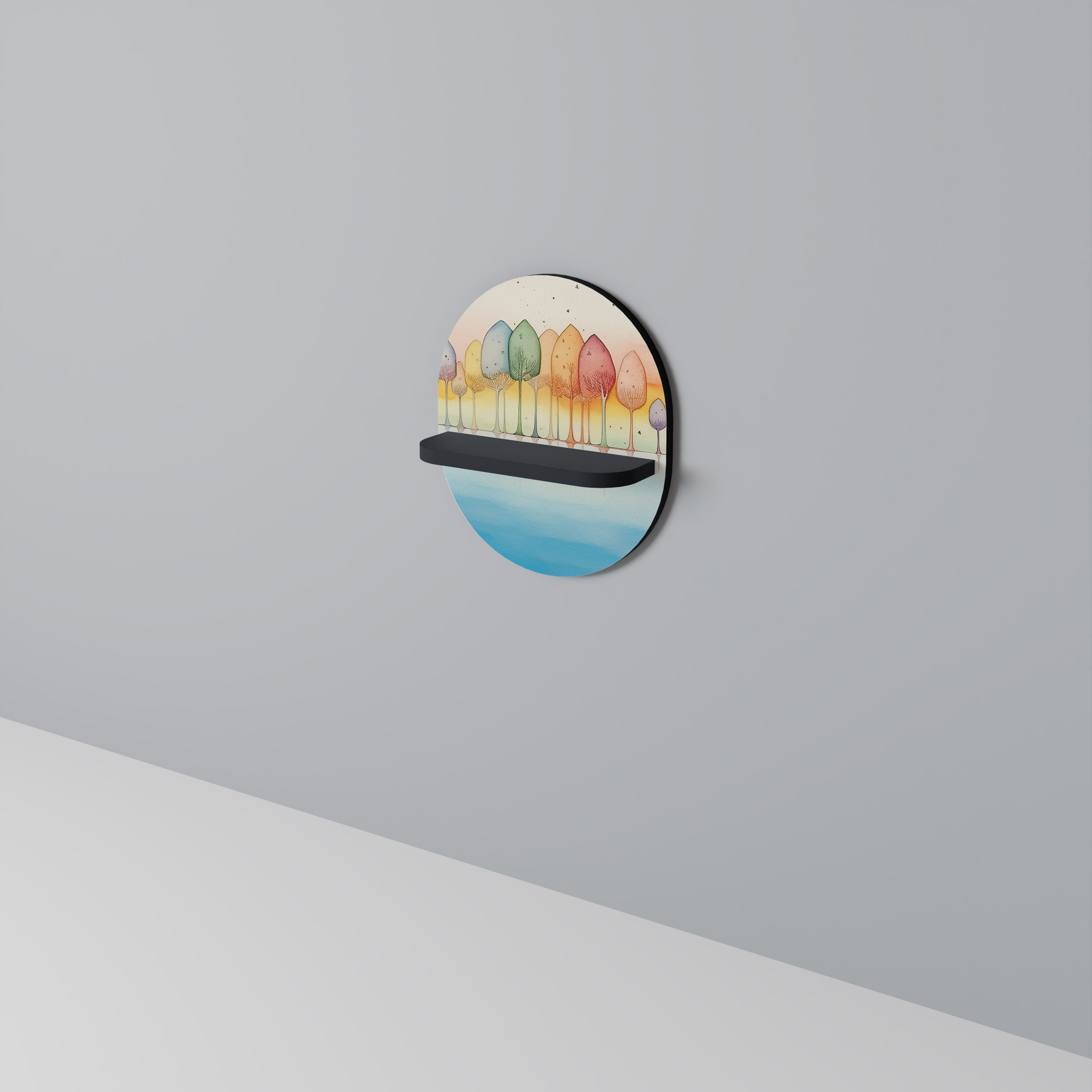 COLORFUL OASIS Prateleira Oval Decorativa em Acabamento Preto