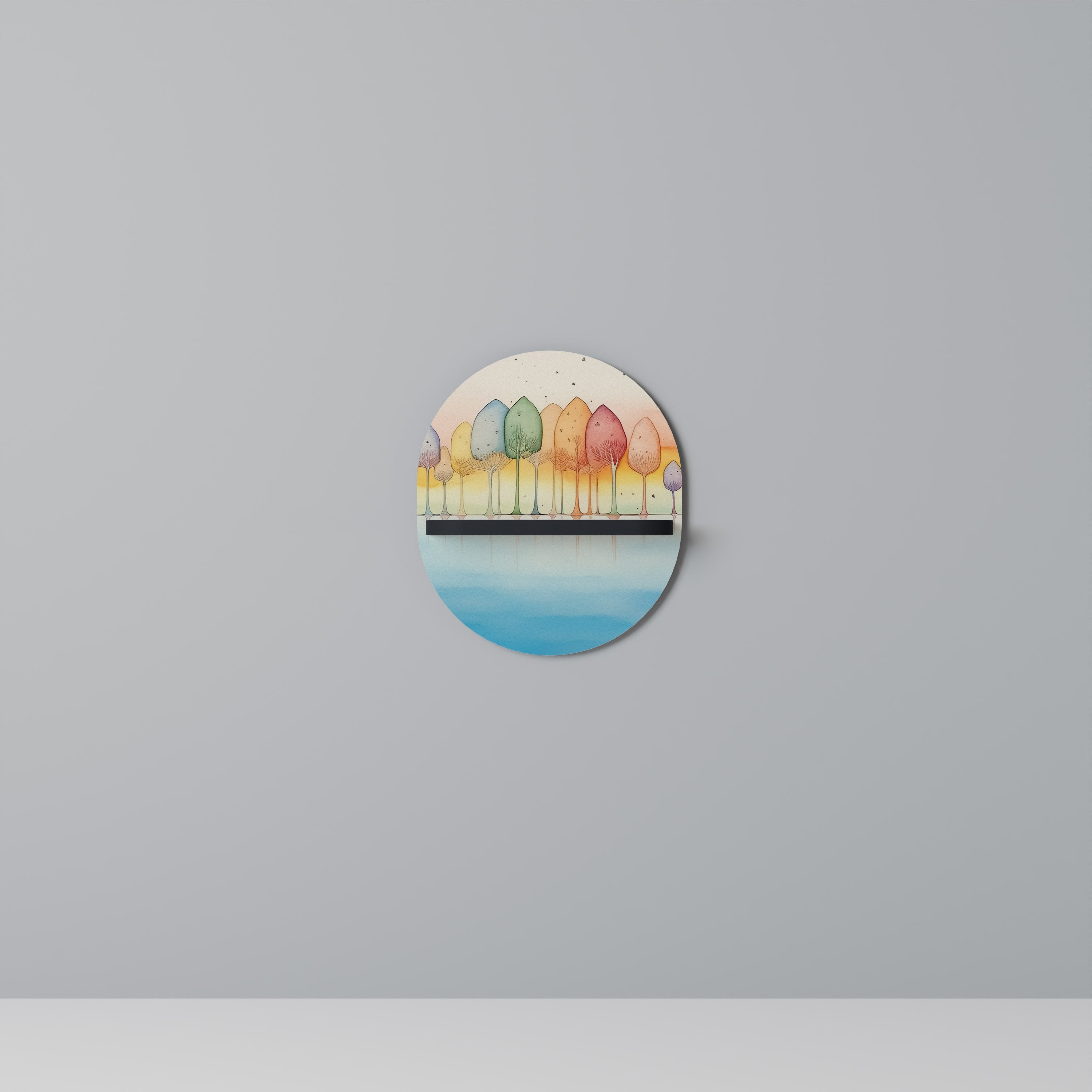 COLORFUL OASIS Prateleira Oval Decorativa em Acabamento Preto