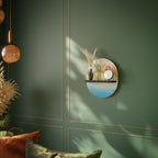 COLORFUL OASIS Prateleira Oval Decorativa em Acabamento Preto