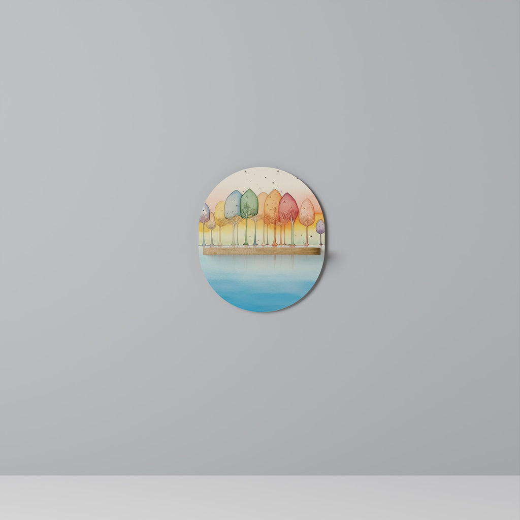 COLORFUL OASIS Prateleira Oval Decorativa em Efeito Carvalho