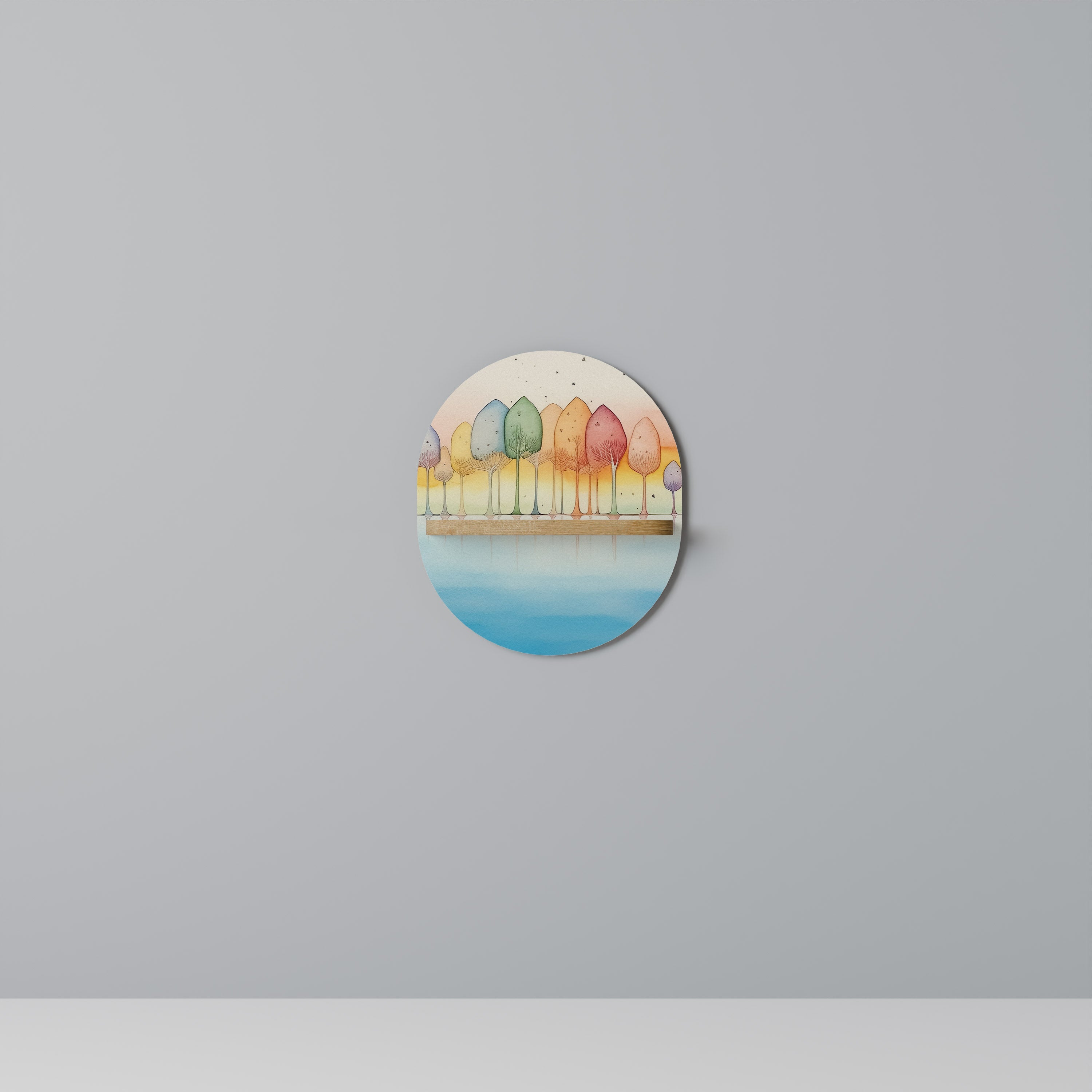 COLORFUL OASIS Prateleira Oval Decorativa em Efeito Carvalho