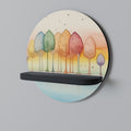 COLORFUL OASIS Round Art Shelf In Black Finish