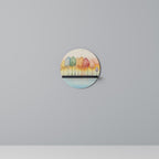 COLORFUL OASIS Round Art Shelf In Black Finish