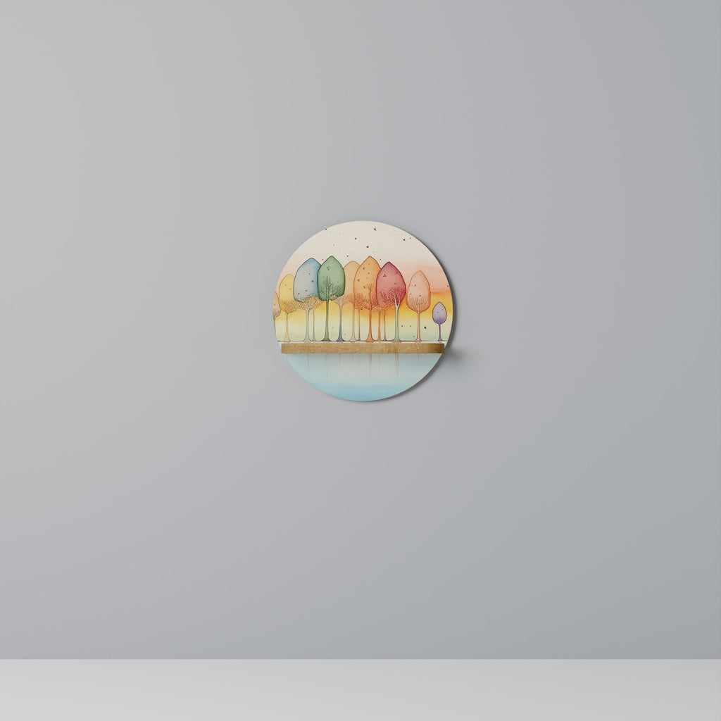 COLORFUL OASIS Prateleira Redonda Decorativa em Efeito Carvalho