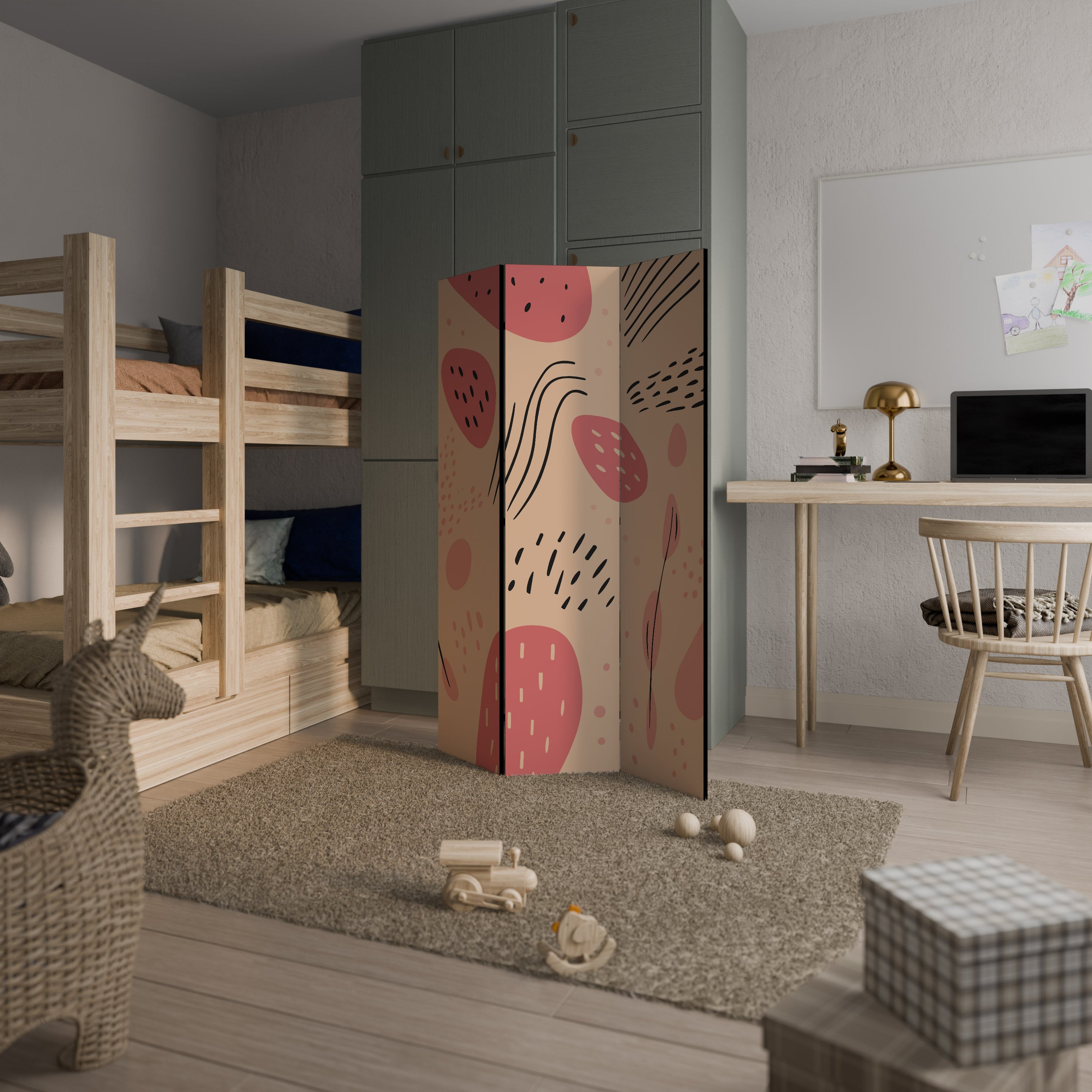 APRICOT FRENZY Biombo Decorativo de 3 Painéis