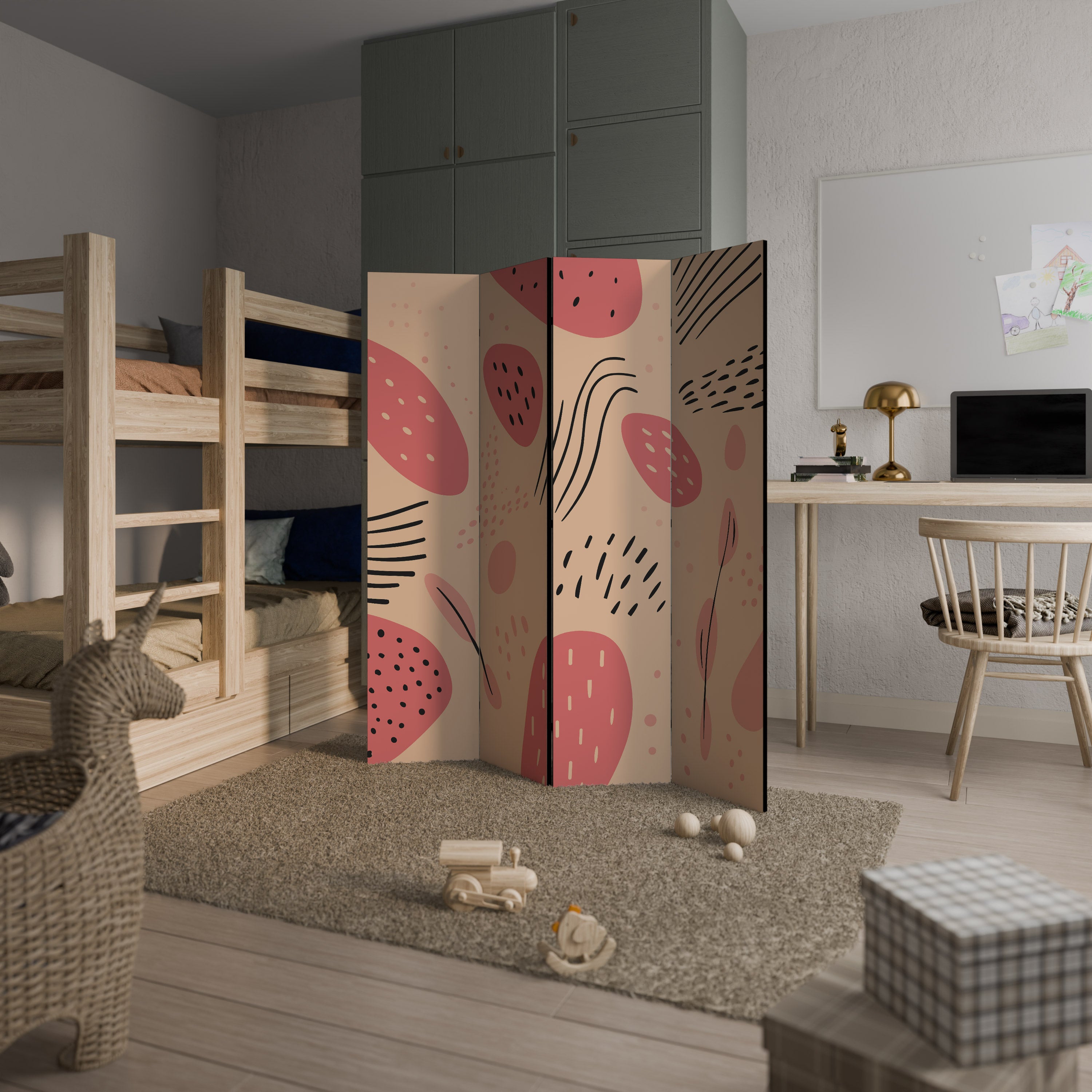 APRICOT FRENZY Biombo Decorativo de 4 Painéis