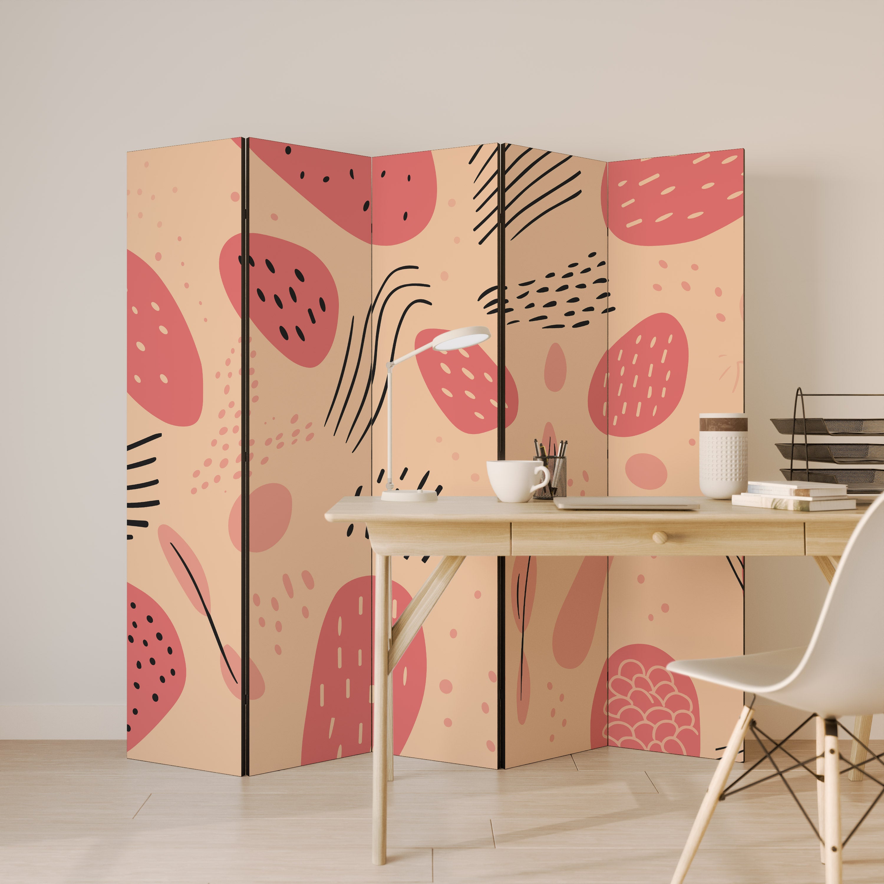 APRICOT FRENZY 5-Panel Room Divider