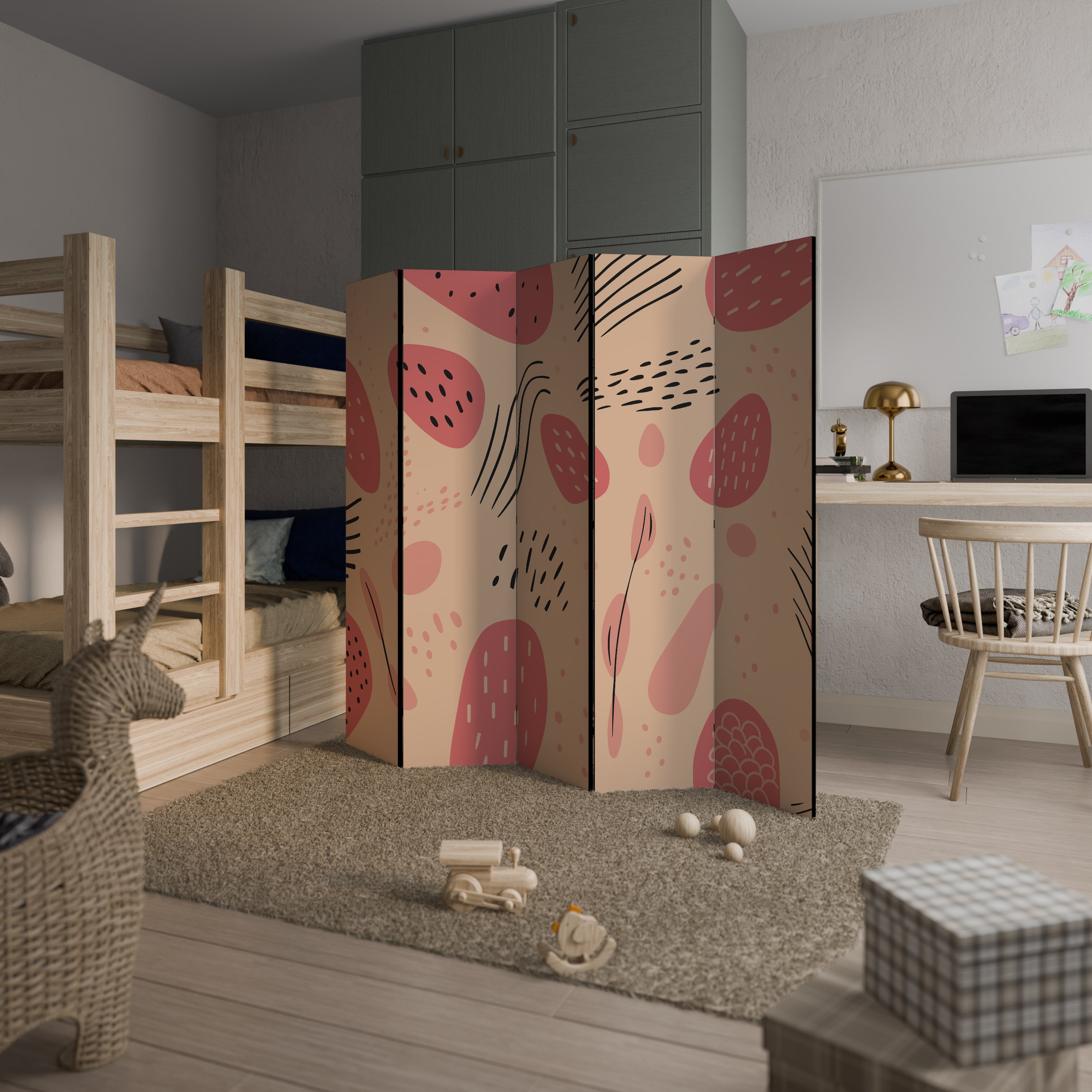 APRICOT FRENZY 5-Panel Room Divider