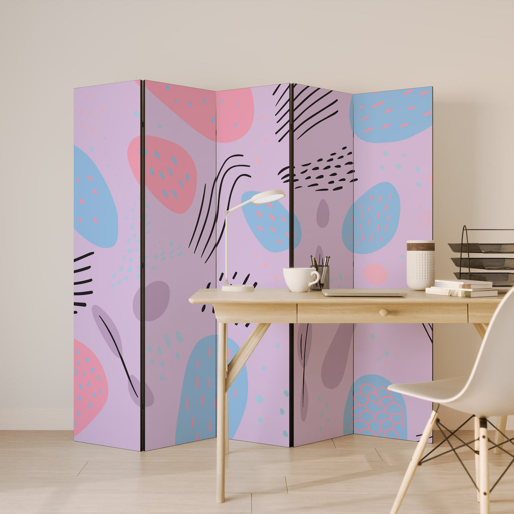 PINKY FRENZY Decorative 5-Panel Room Divider