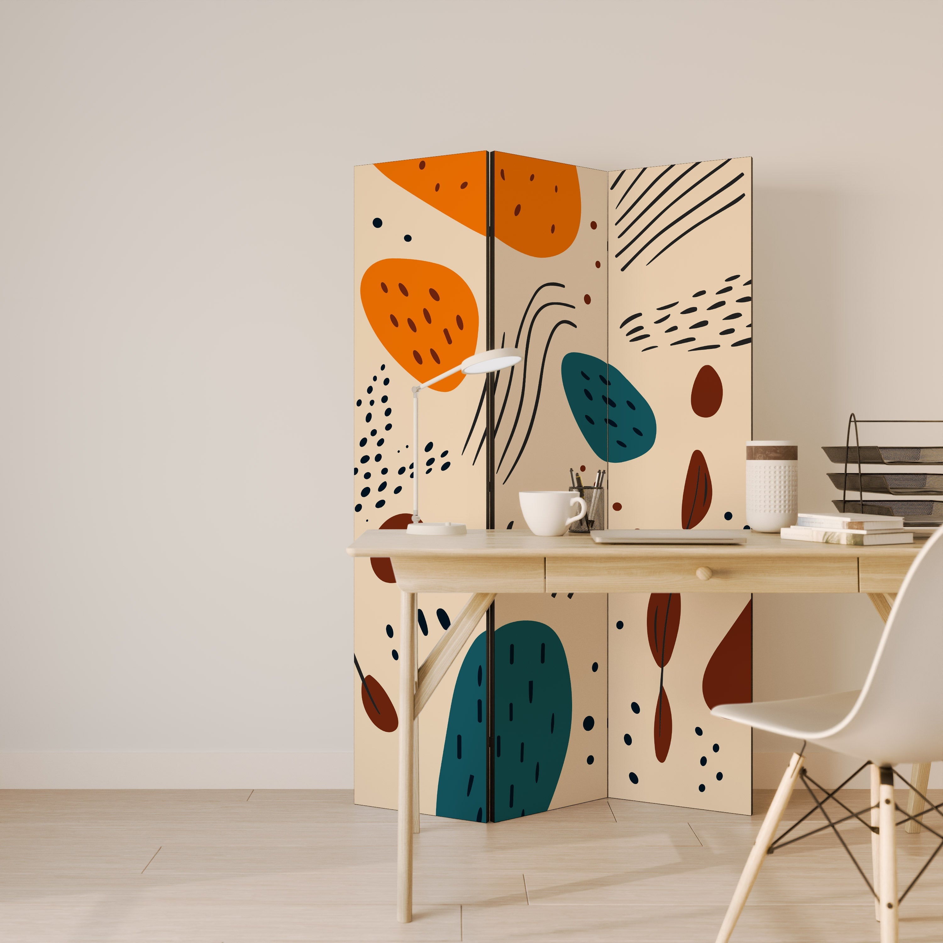 VIBRANT FRENZY Biombo Decorativo de 3 Painéis