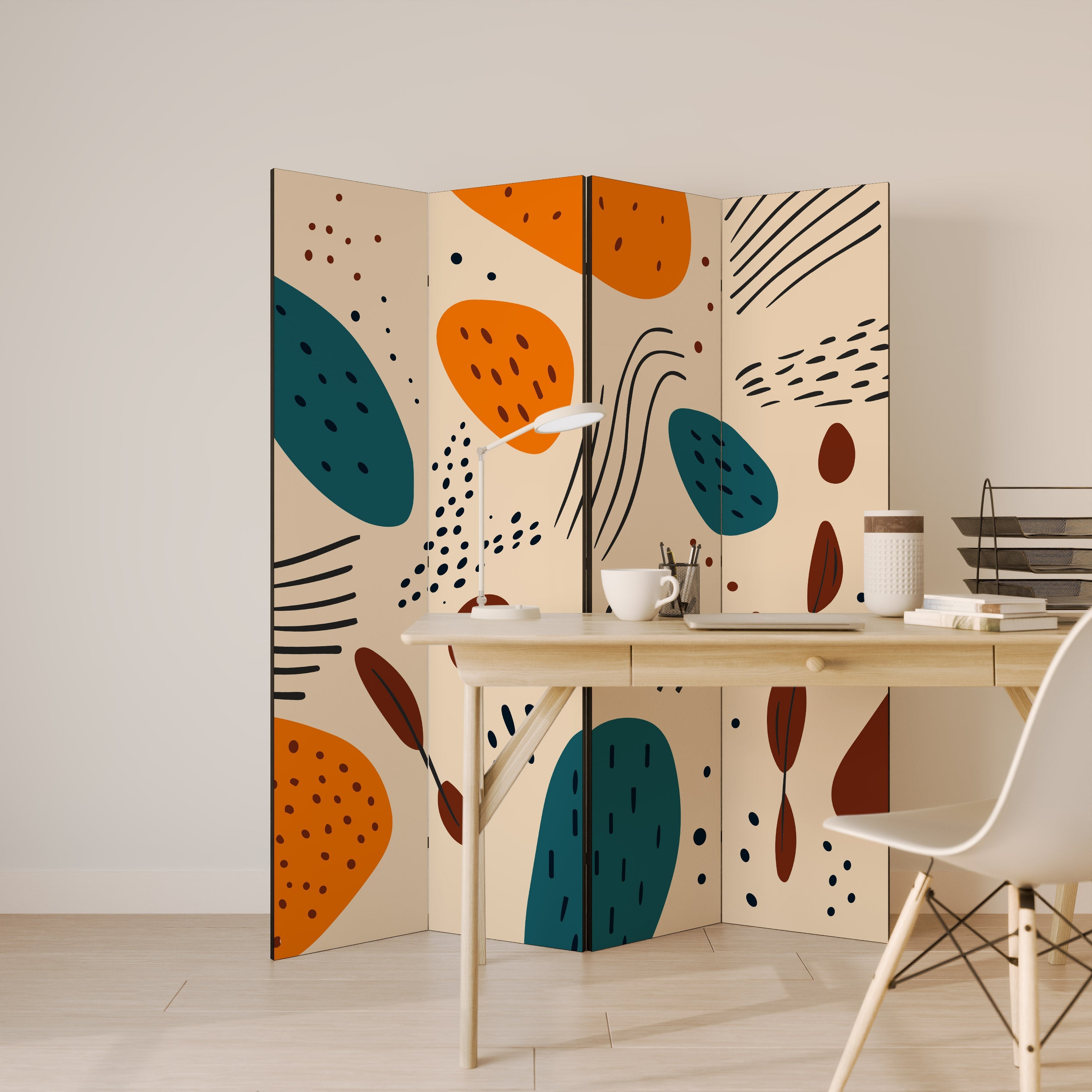 VIBRANT FRENZY Biombo Decorativo de 4 Painéis