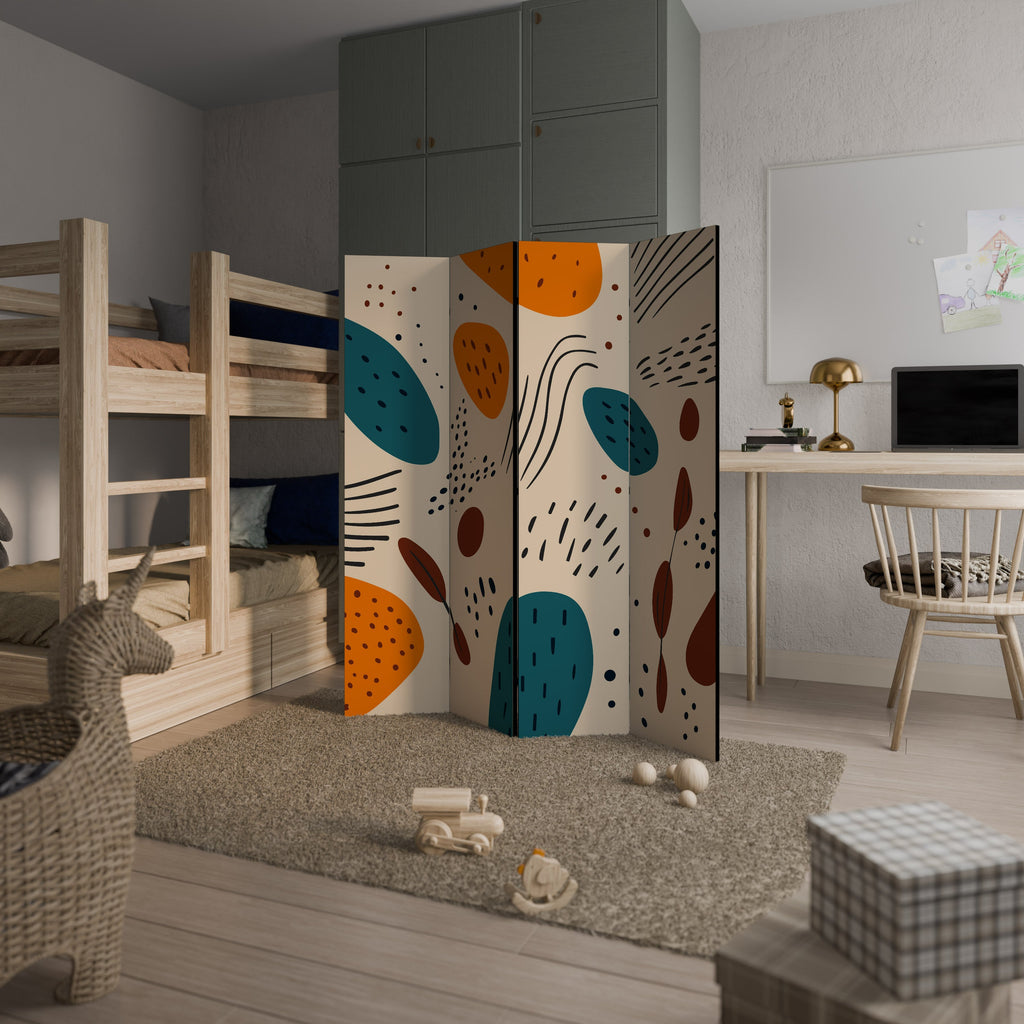 VIBRANT FRENZY Decorative 4-Panel Room Divider
