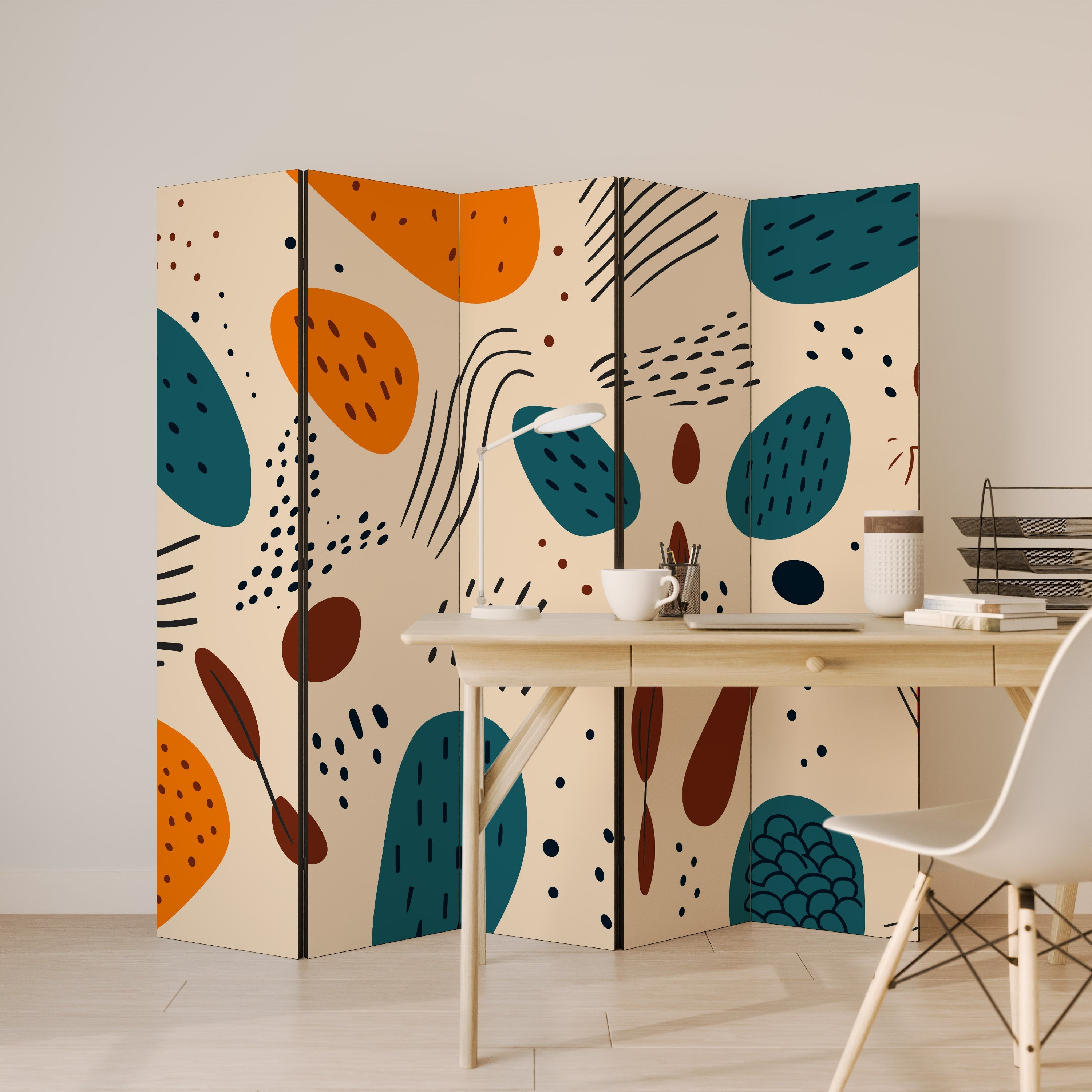 VIBRANT FRENZY Biombo Decorativo de 5 Painéis