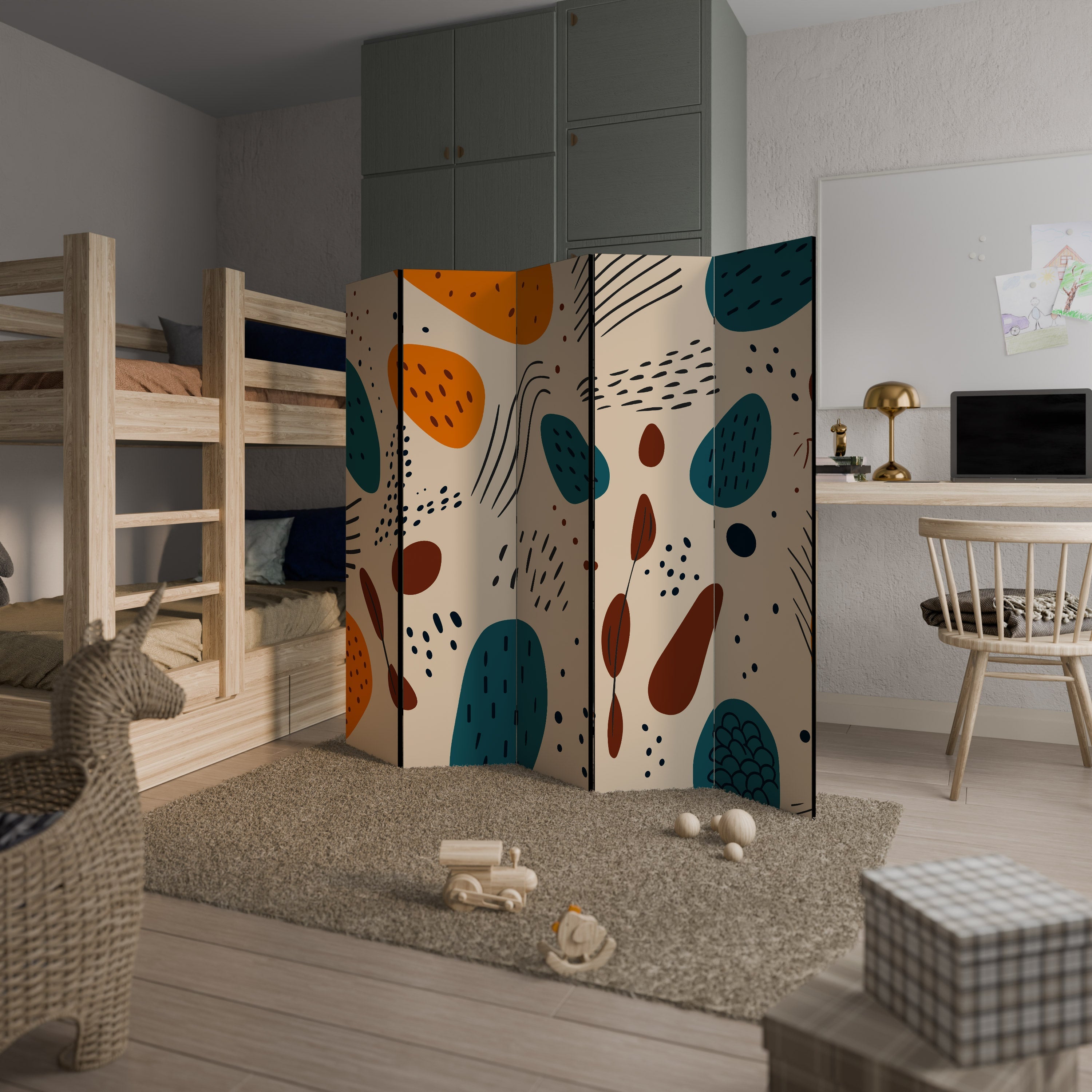 VIBRANT FRENZY Biombo Decorativo de 5 Painéis