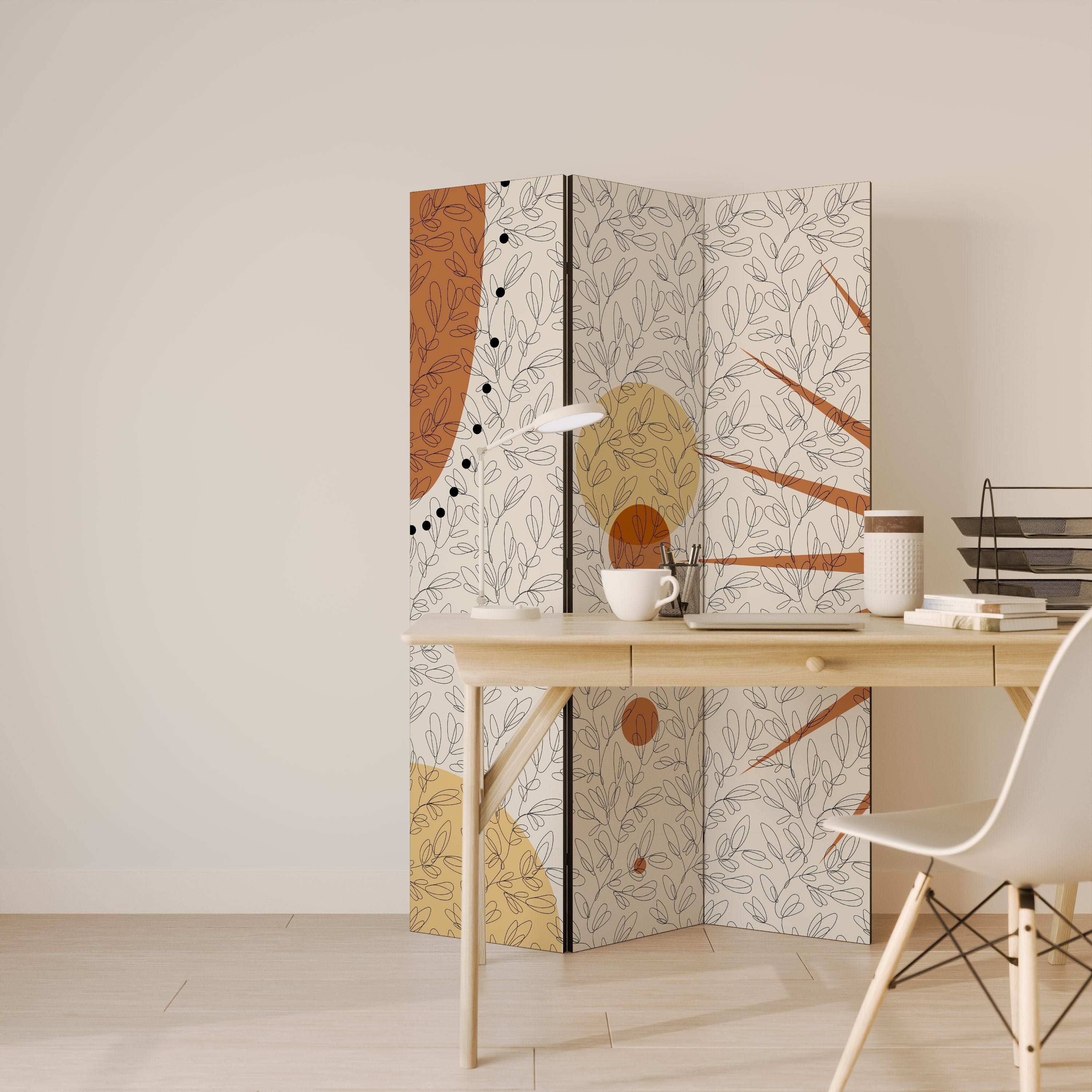 RAYS AND ROUNDELS Biombo de 3 Painéis