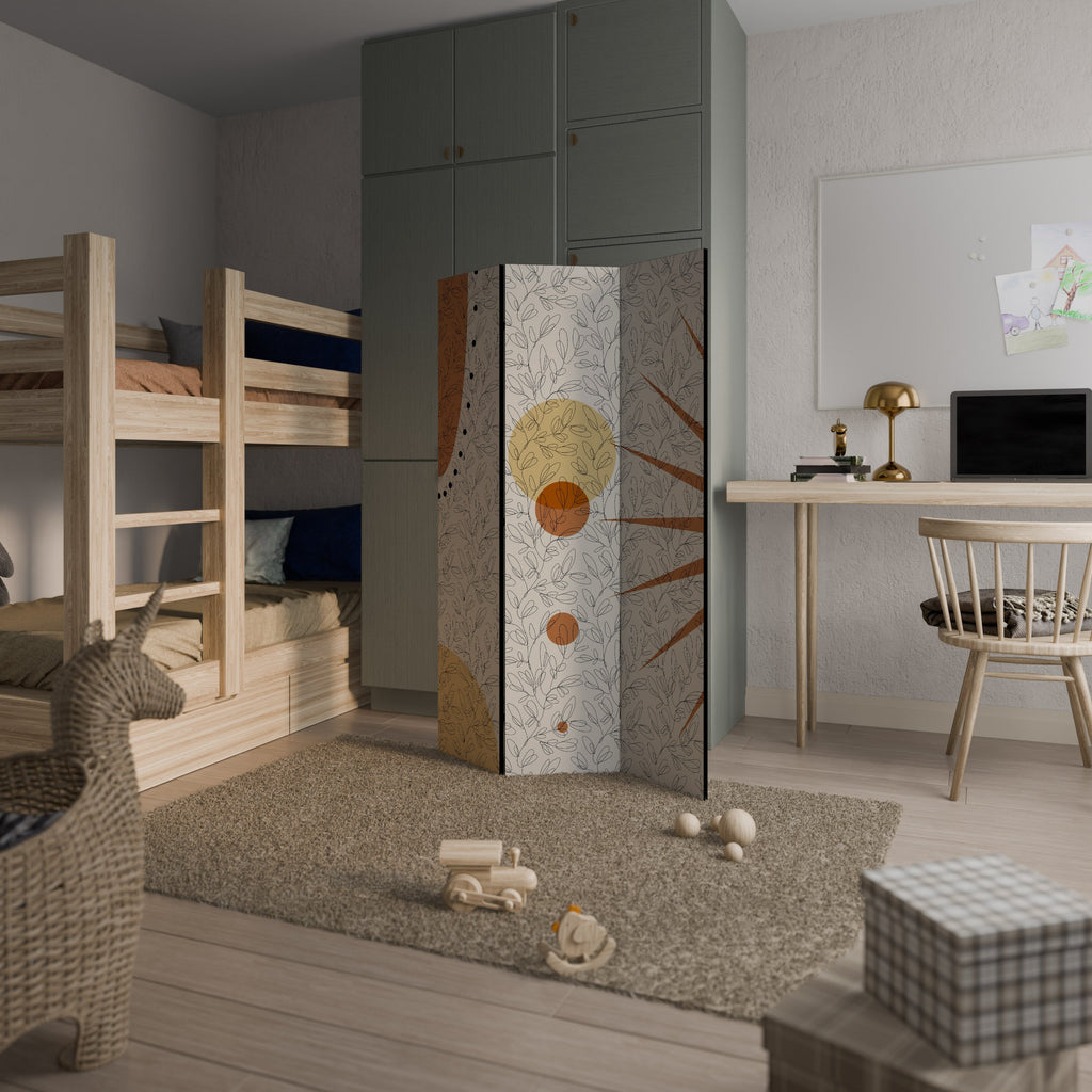 RAYS AND ROUNDELS Biombo Decorativo de 3 Painéis