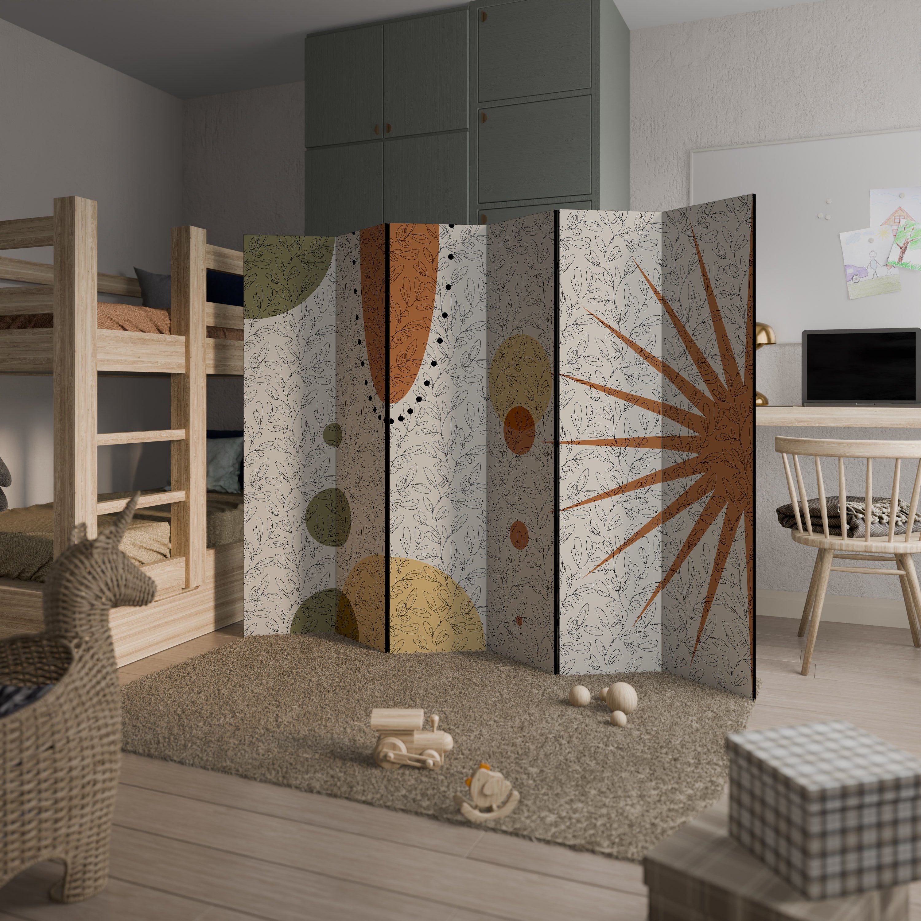 RAYS AND ROUNDELS 6-Panel Room Divider