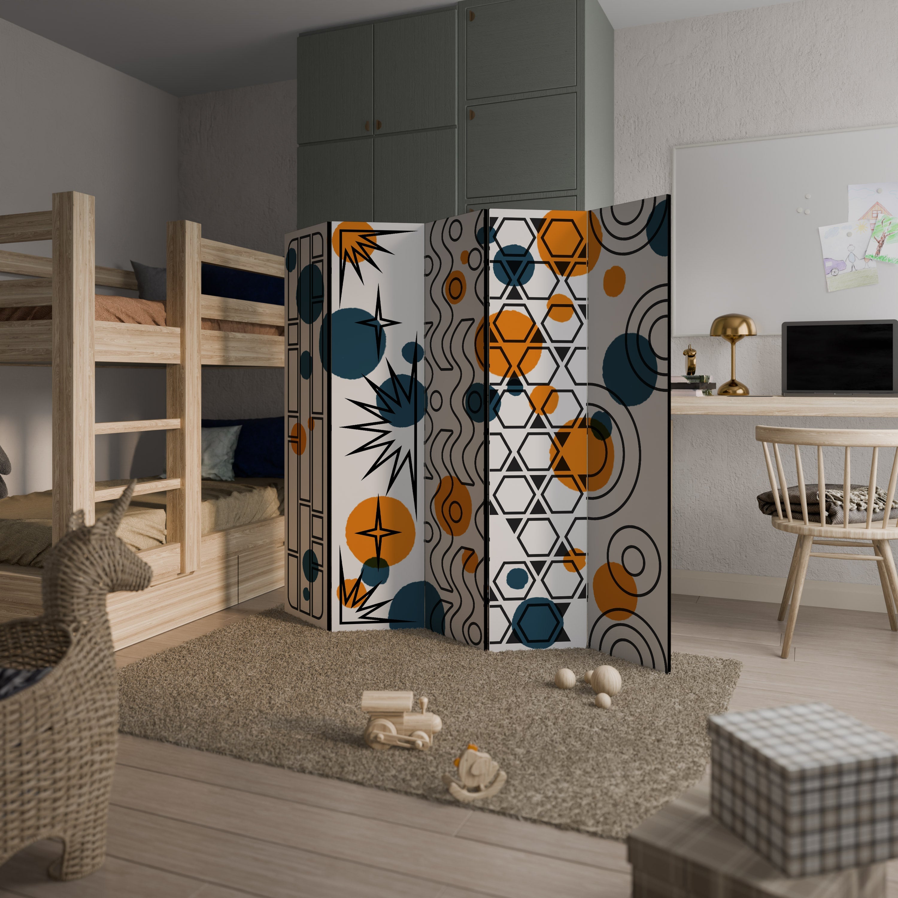 ABSTRACT SYMPHONY FLARE Biombo Decorativo de 5 Painéis